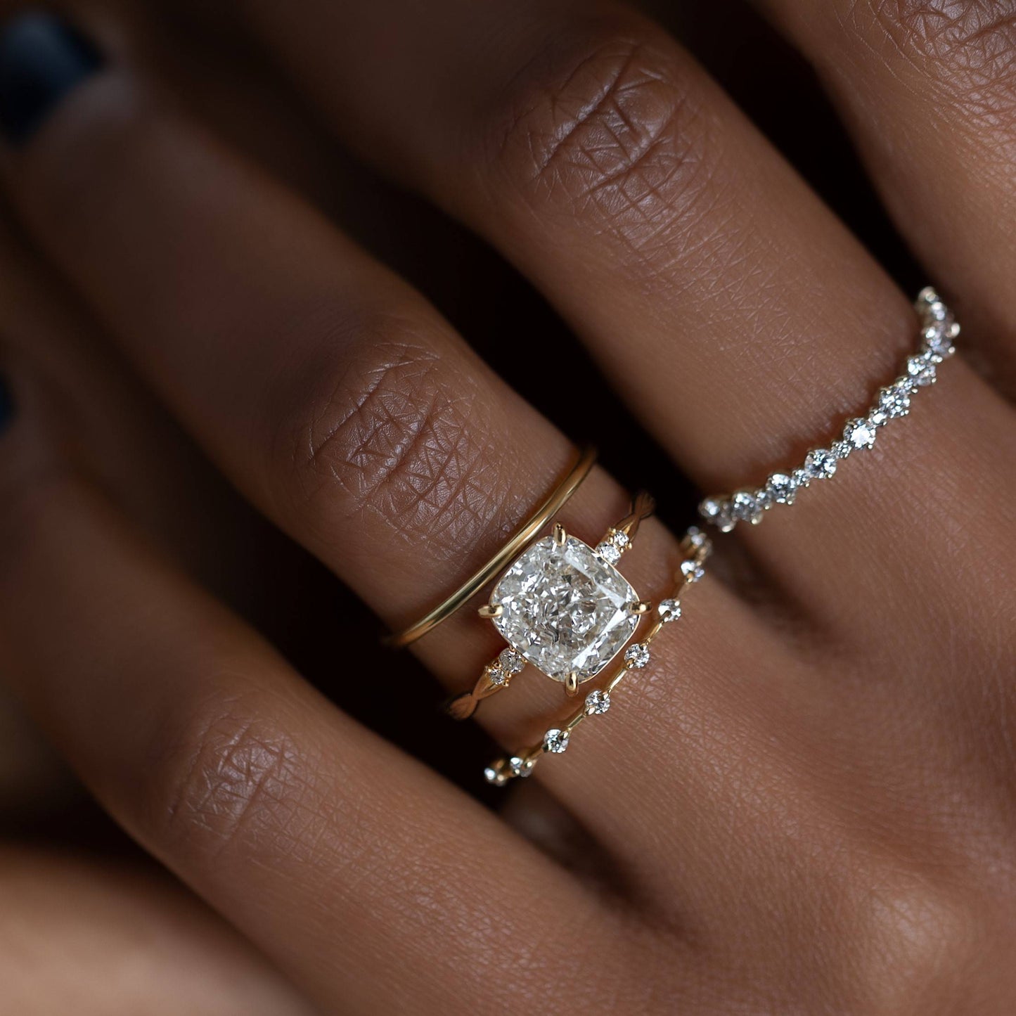 Criss Cross-Cushion Lab Grown Diamond Engagement Ring - Detail view