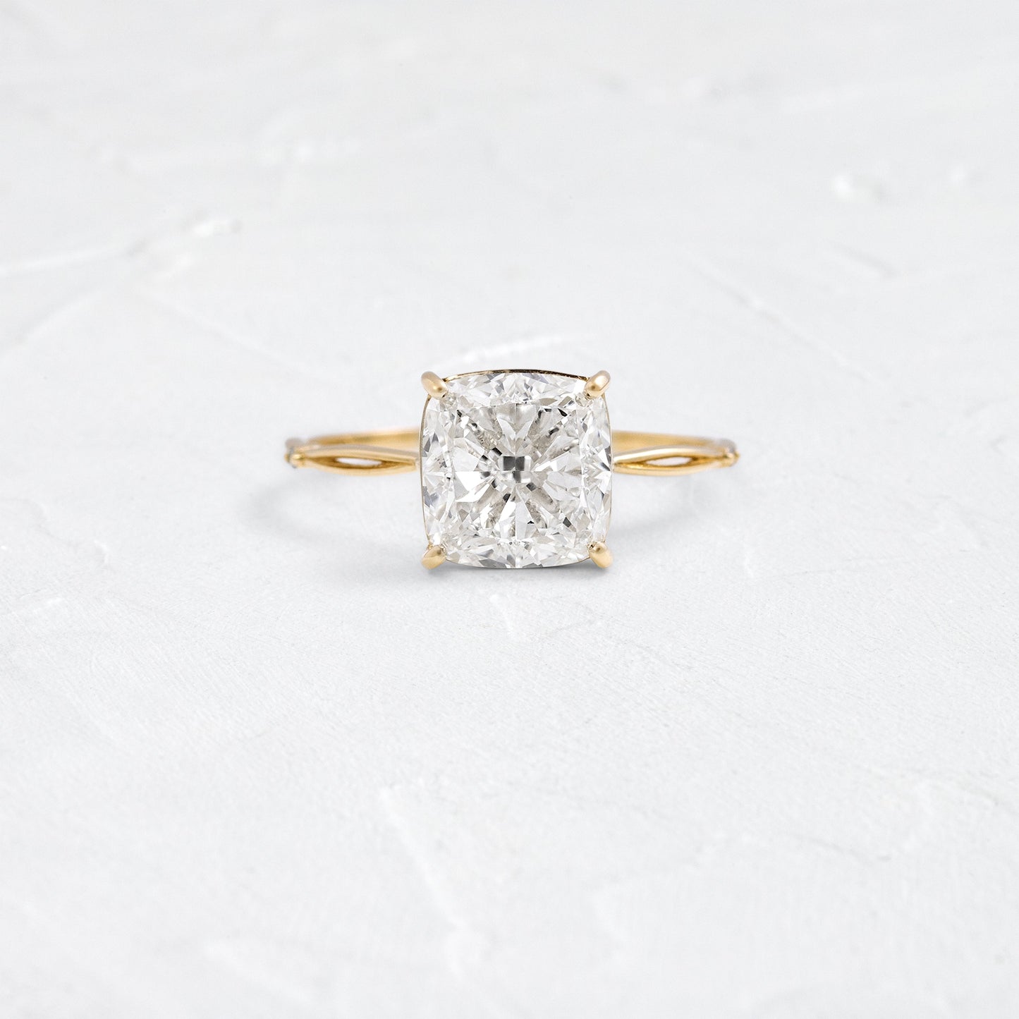 Criss Cross & Dainty Pave-Cushion Lab Grown Diamond Engagement Ring - Front view