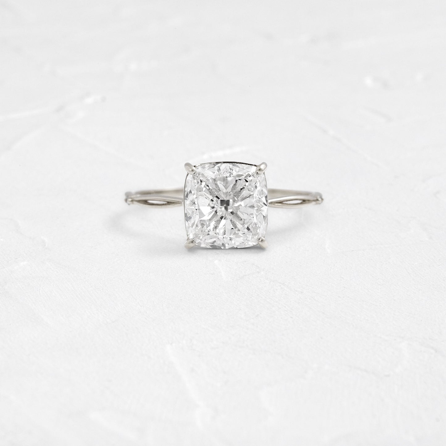 Criss Cross & Dainty Pave-Cushion Lab Grown Diamond Engagement Ring - On model