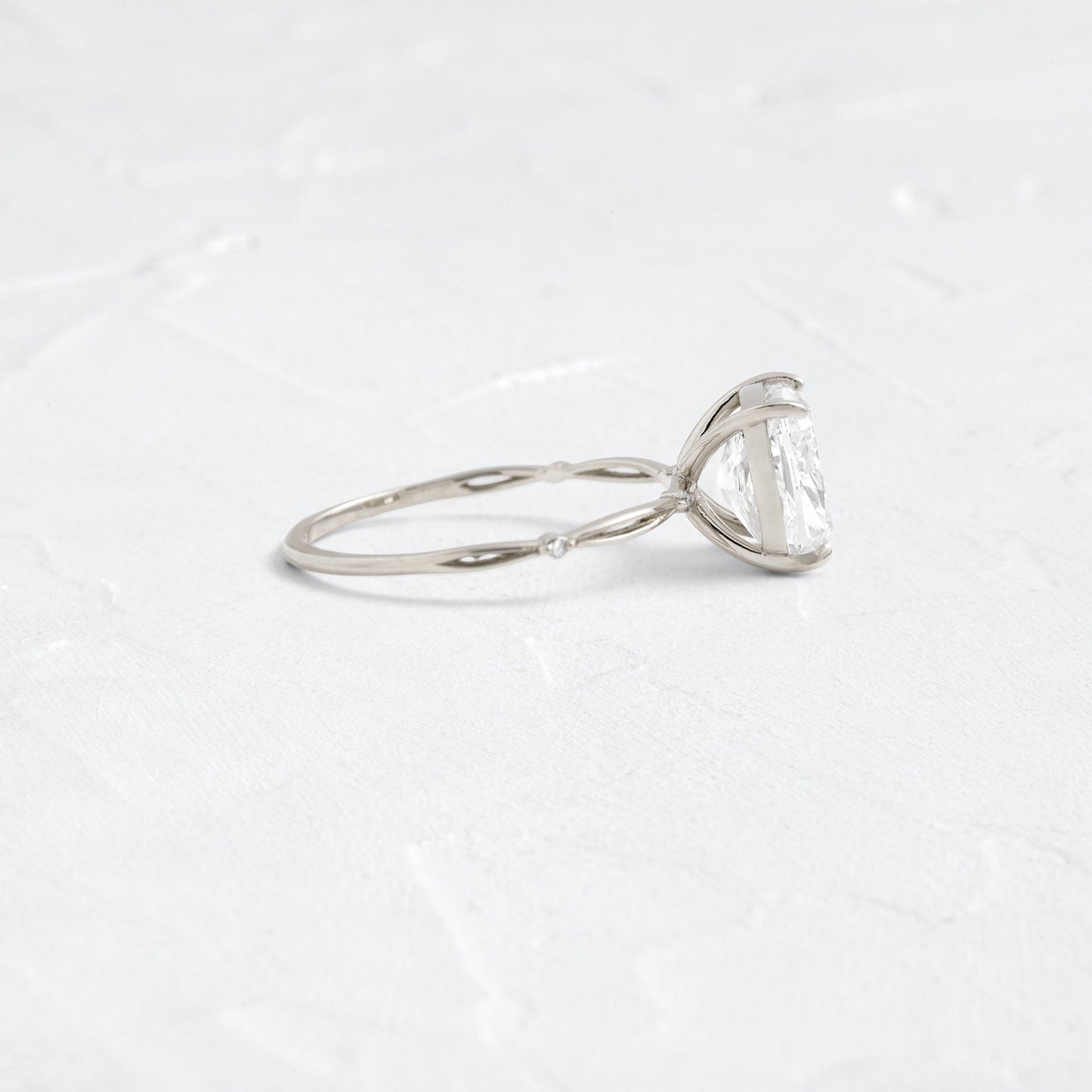 Criss Cross & Dainty Pave-Cushion Lab Grown Diamond Engagement Ring - Front view
