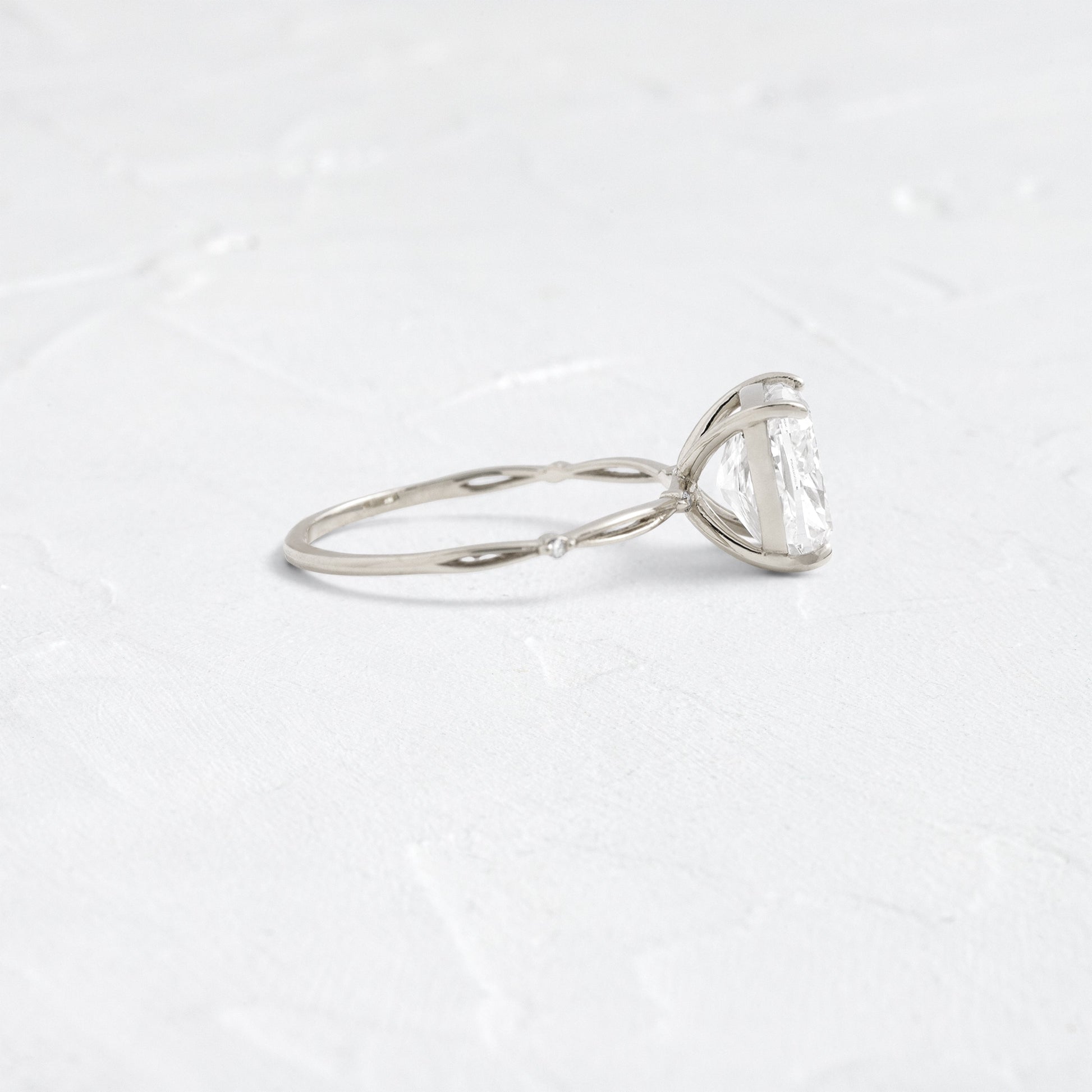 Criss Cross & Dainty Pave-Cushion Lab Grown Diamond Engagement Ring - Front view