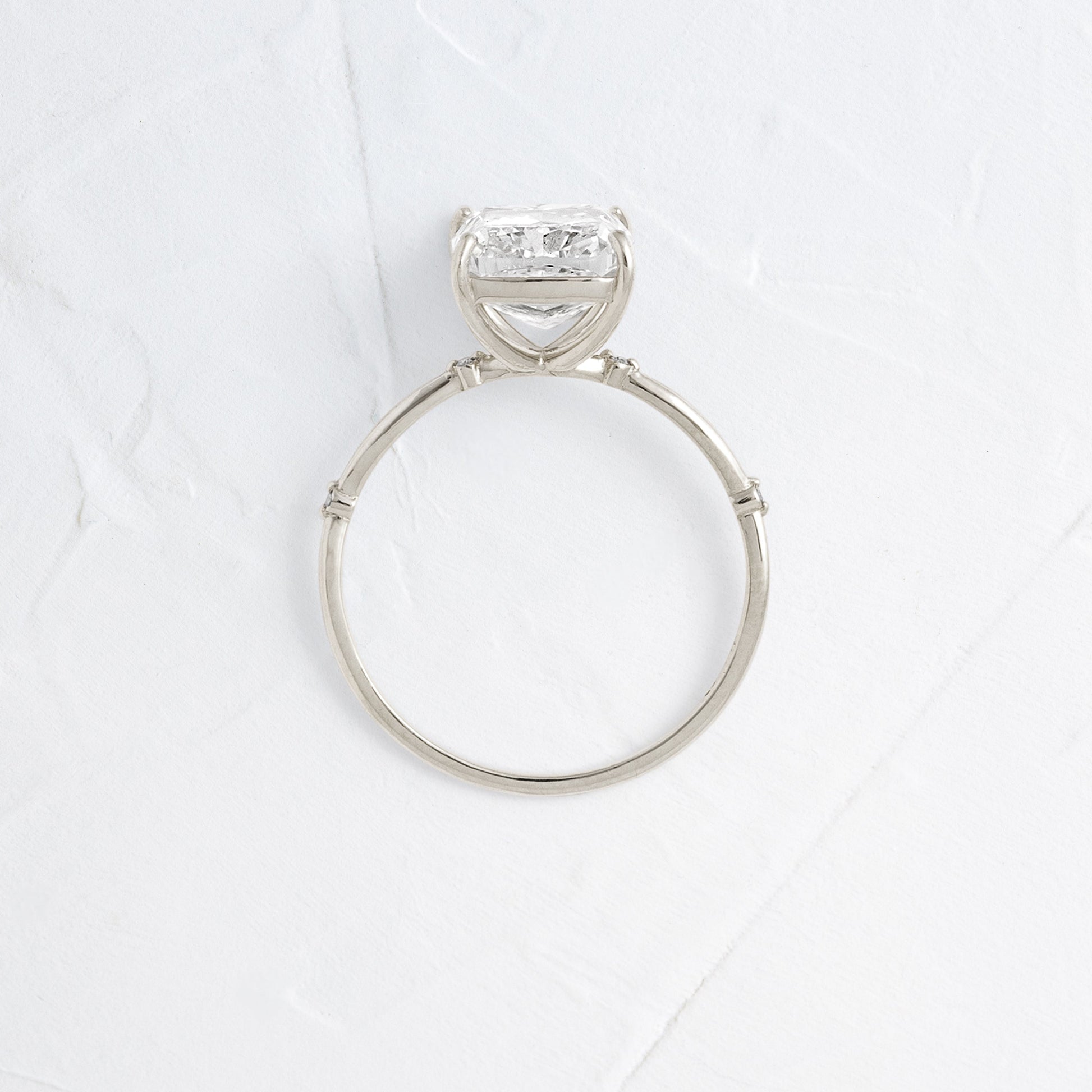 Criss Cross & Dainty Pave-Cushion Lab Grown Diamond Engagement Ring - Side view