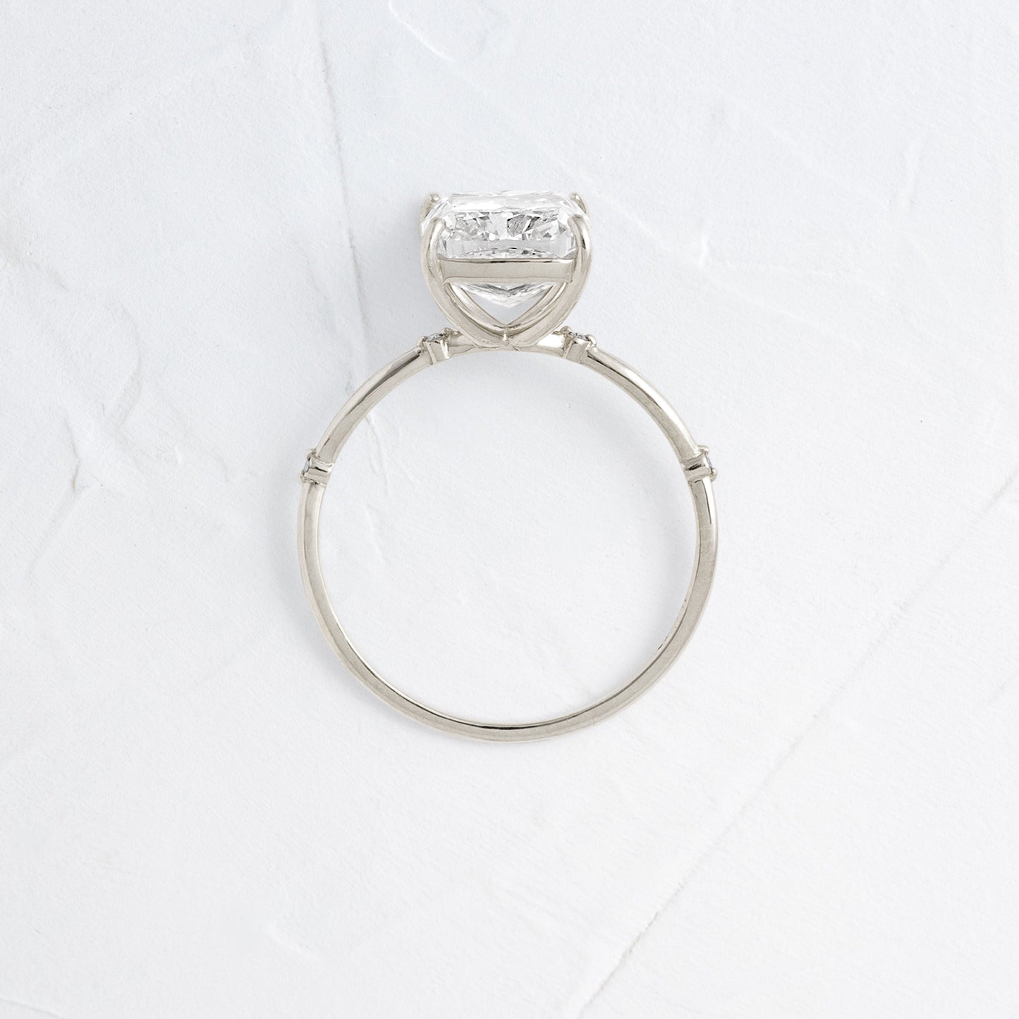 Criss Cross & Dainty Pave-Cushion Lab Grown Diamond Engagement Ring - Side view