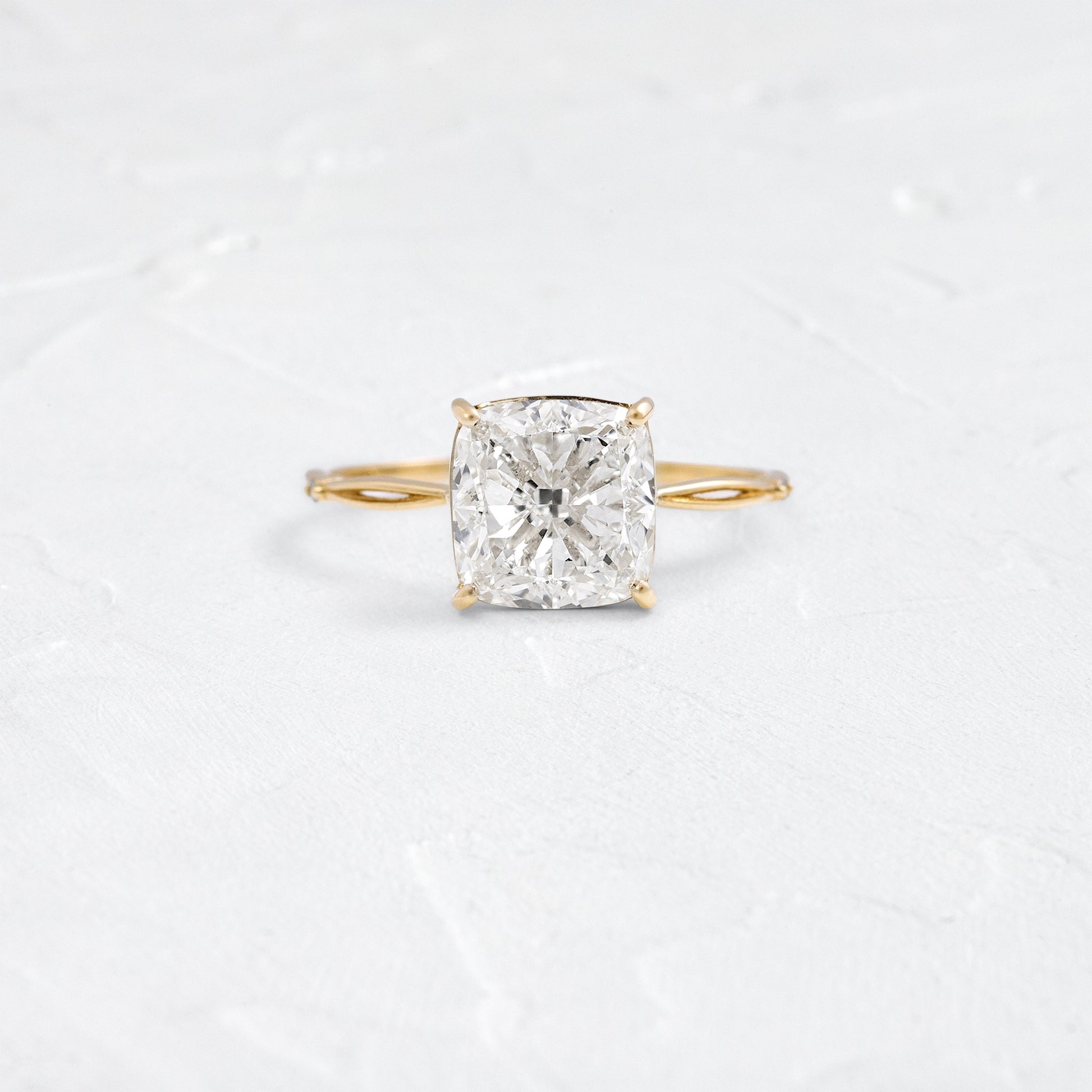 Criss Cross & Dainty Pave-Cushion Lab Grown Diamond Engagement Ring - Front view