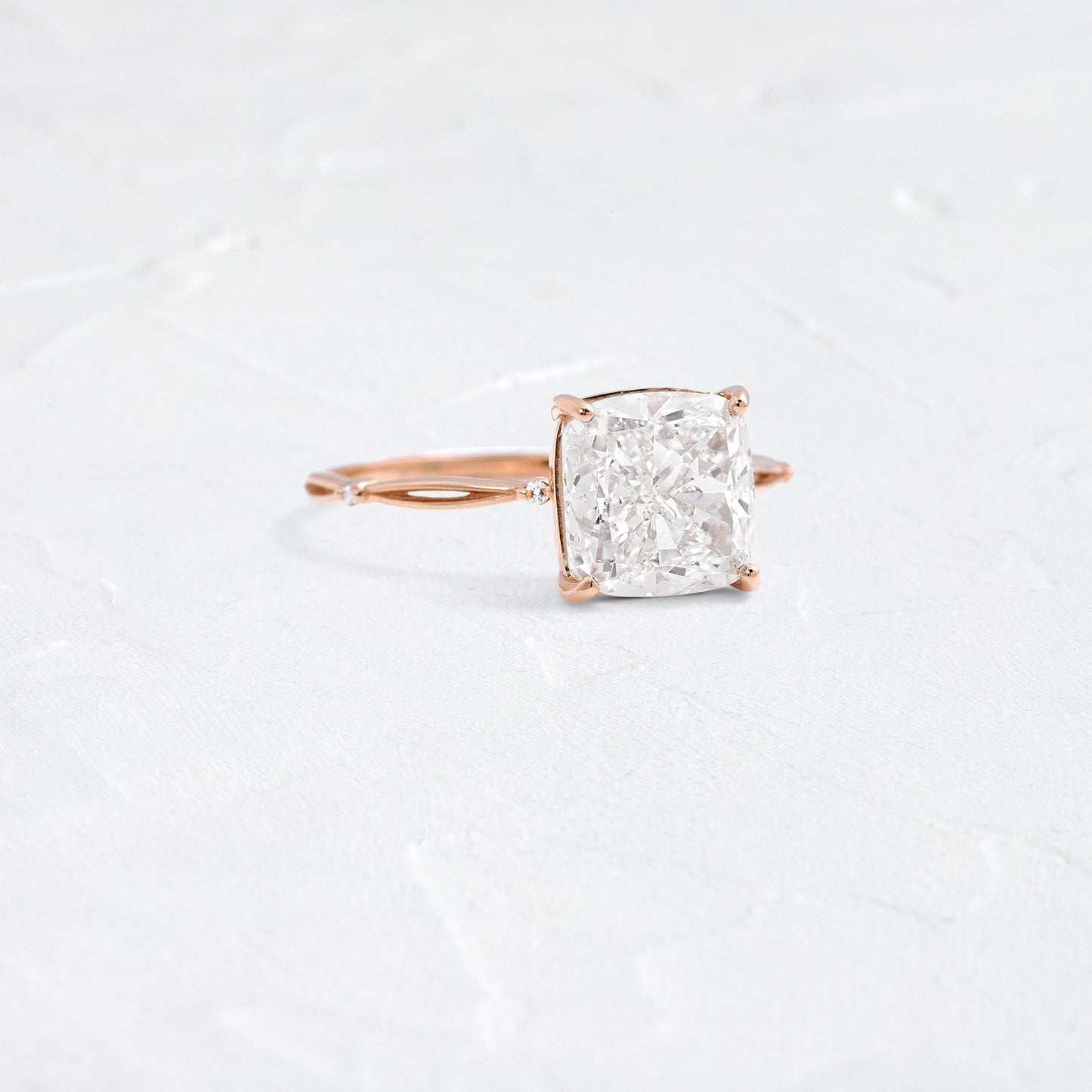 Criss Cross & Dainty Pave-Cushion Lab Grown Diamond Engagement Ring - Front view