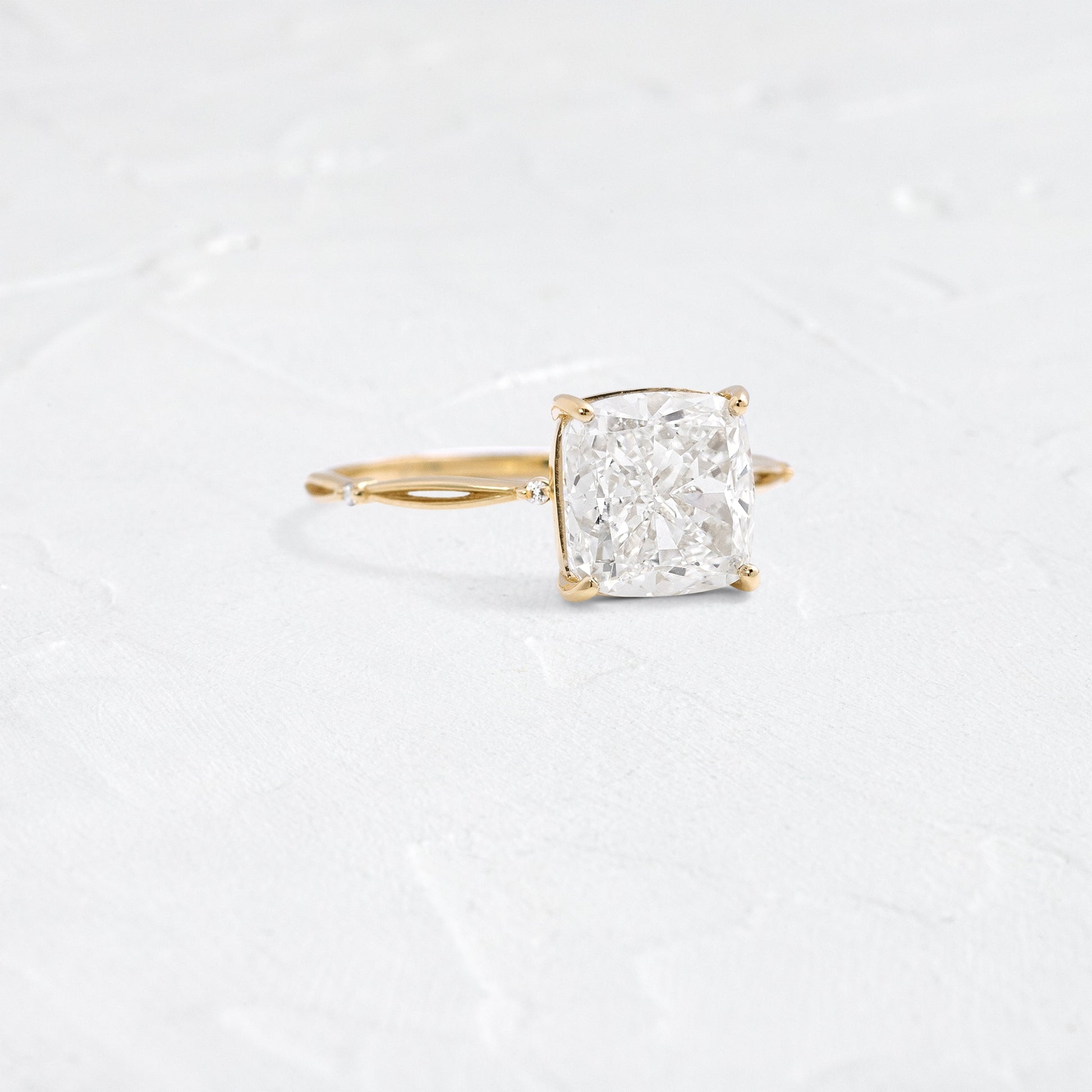 Criss Cross & Dainty Pave-Cushion Lab Grown Diamond Engagement Ring - Front view