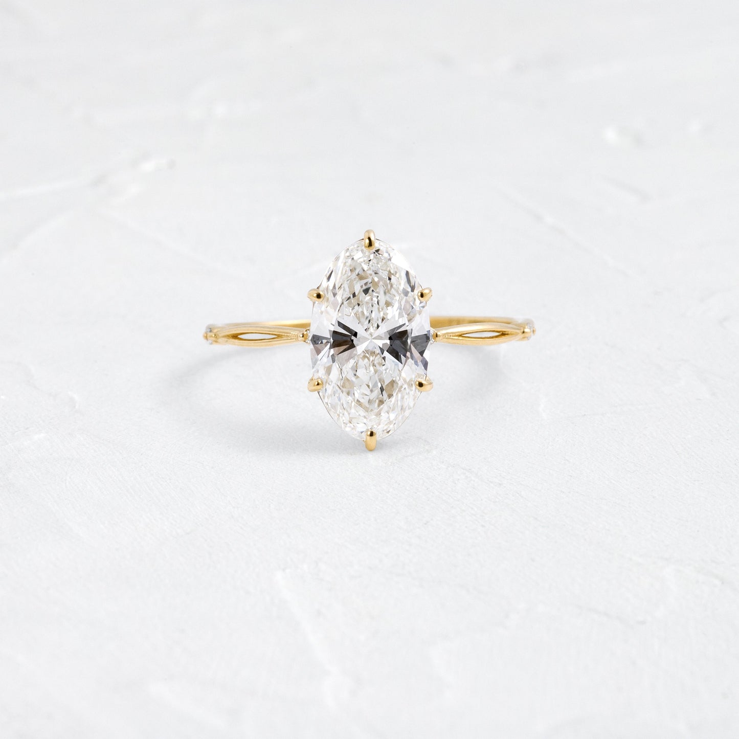 Criss Cross Dainty Pave-Oval Lab Grown Diamond Engagement Ring - Front view