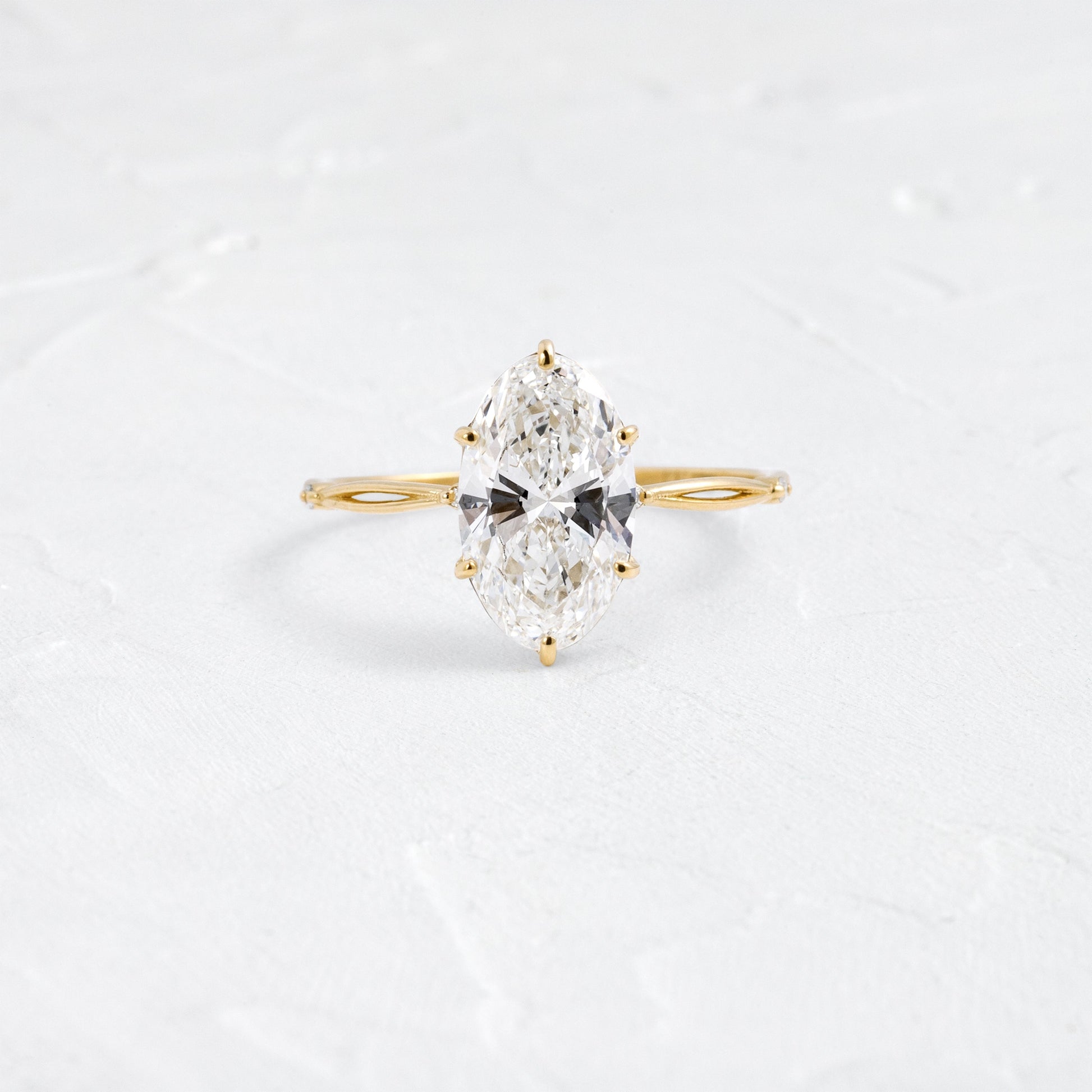 Criss Cross Dainty Pave-Oval Lab Grown Diamond Engagement Ring - Front view