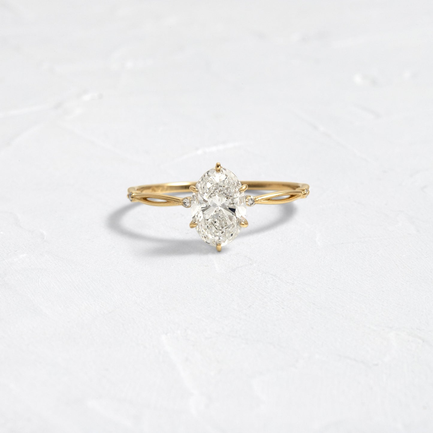 Criss Cross Dainty Pave-Oval Lab Grown Diamond Engagement Ring - Front view