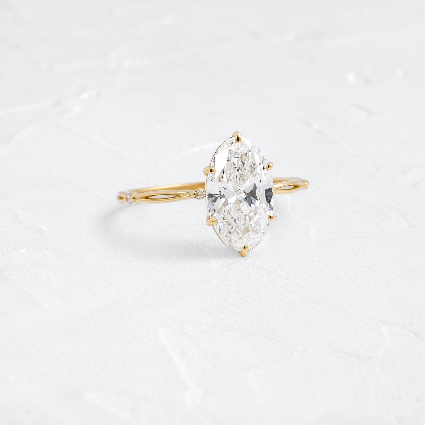 Criss Cross Dainty Pave-Oval Lab Grown Diamond Engagement Ring - Side view