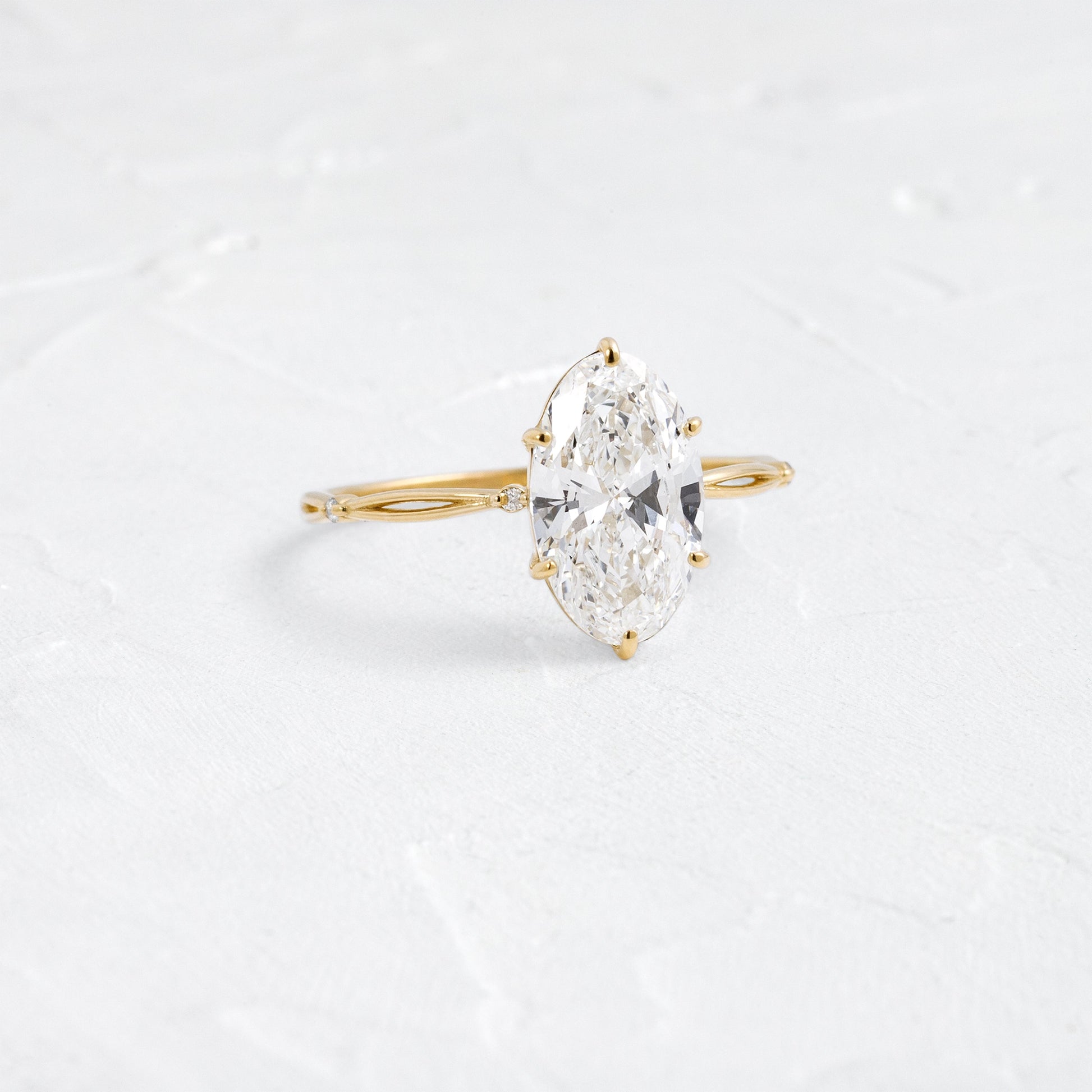 Criss Cross Dainty Pave-Oval Lab Grown Diamond Engagement Ring - Side view