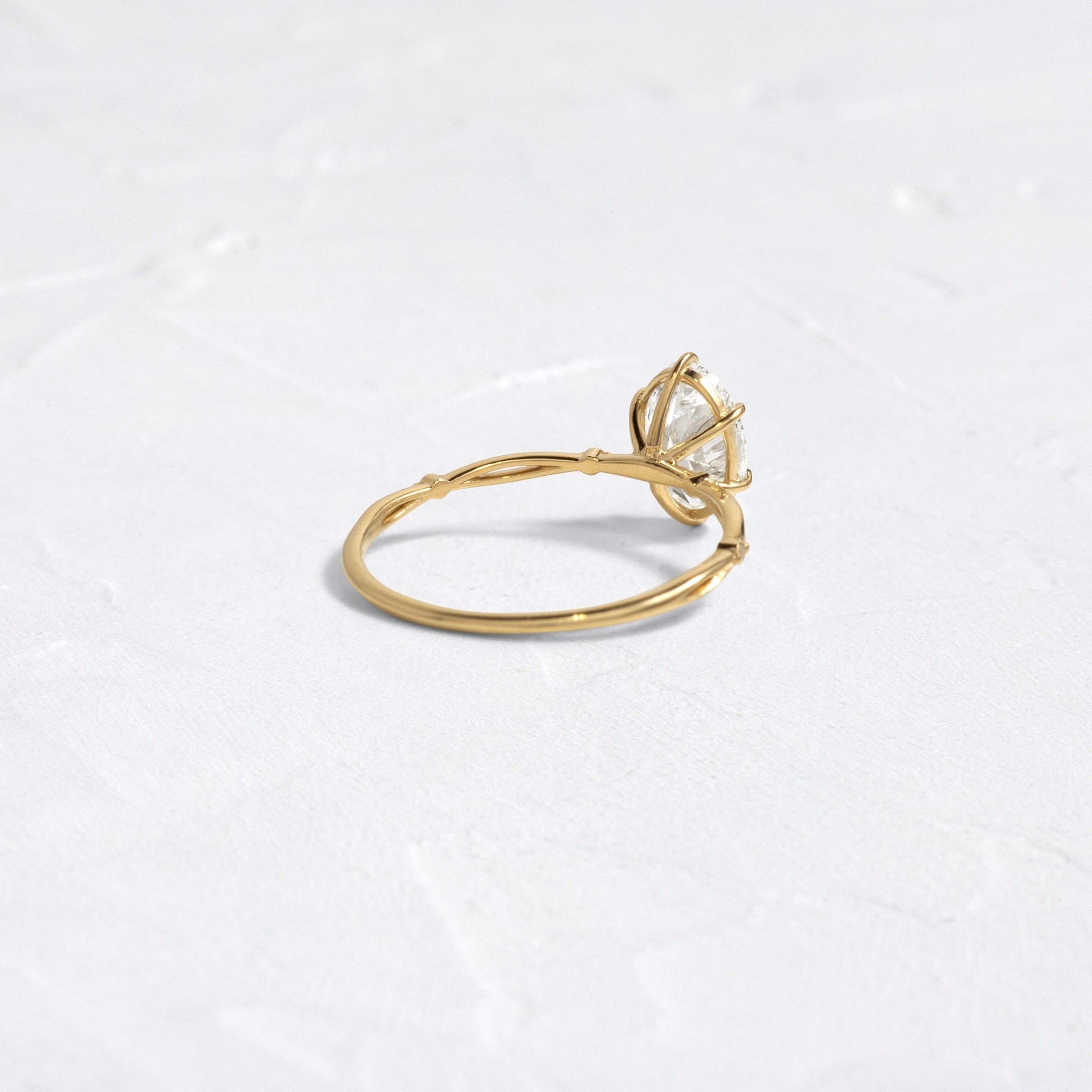 Criss Cross Dainty Pave-Oval Lab Grown Diamond Engagement Ring - Back view