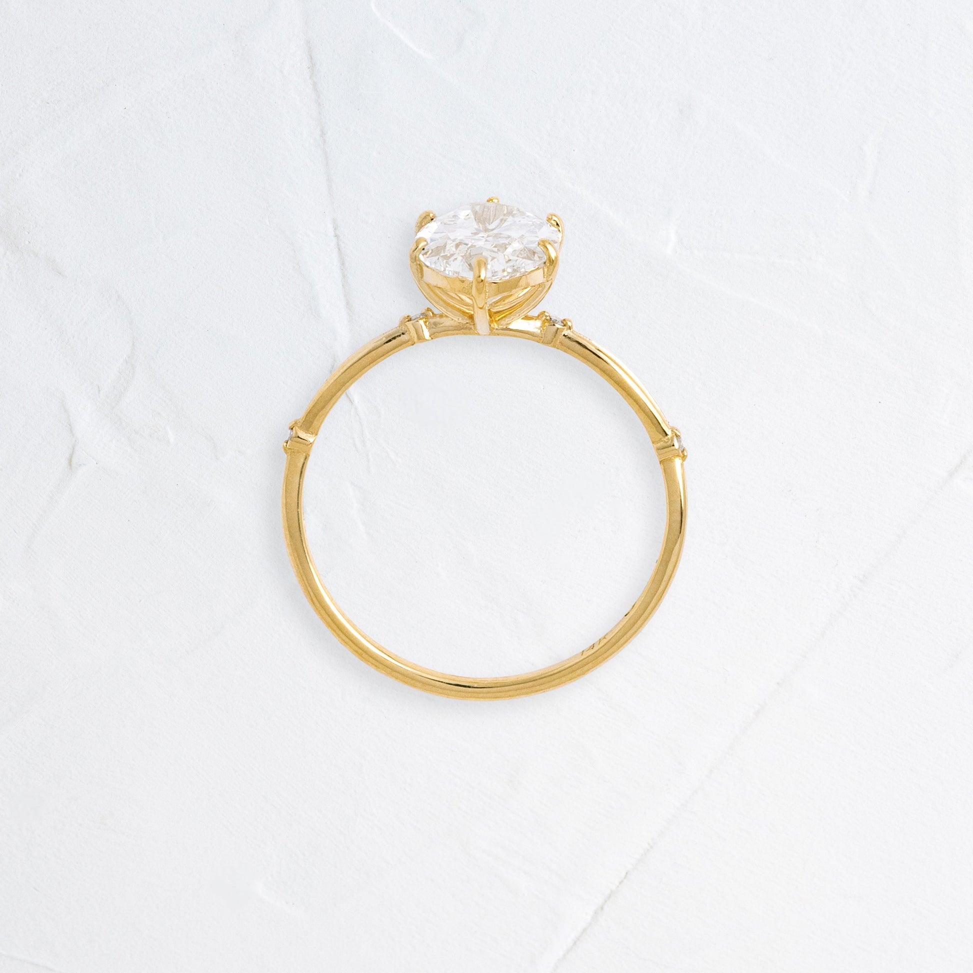 Criss Cross Dainty Pave-Oval Lab Grown Diamond Engagement Ring - Detail view