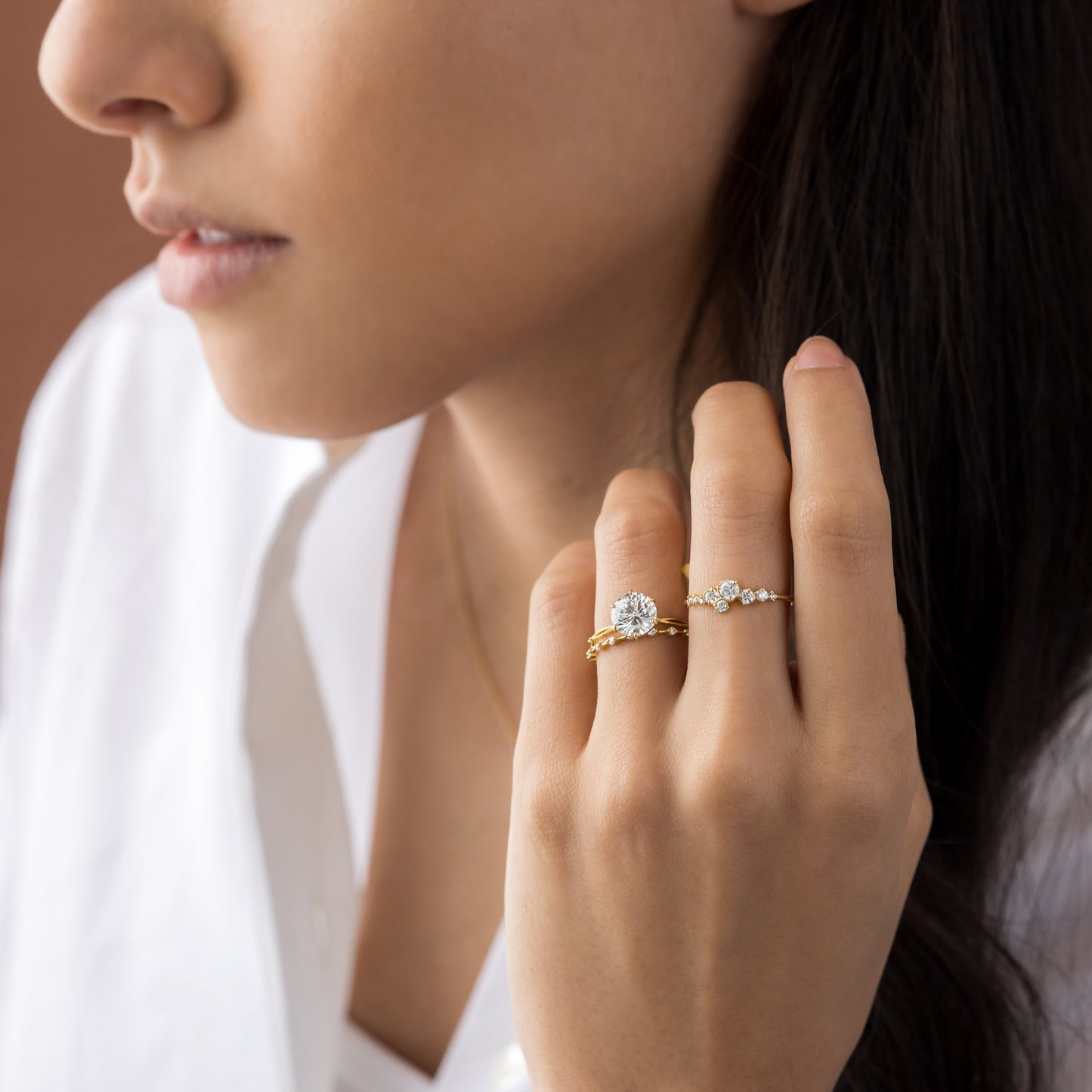 Criss Cross Dainty Pave-Round Lab Grown Diamond Engagement Ring - Back view
