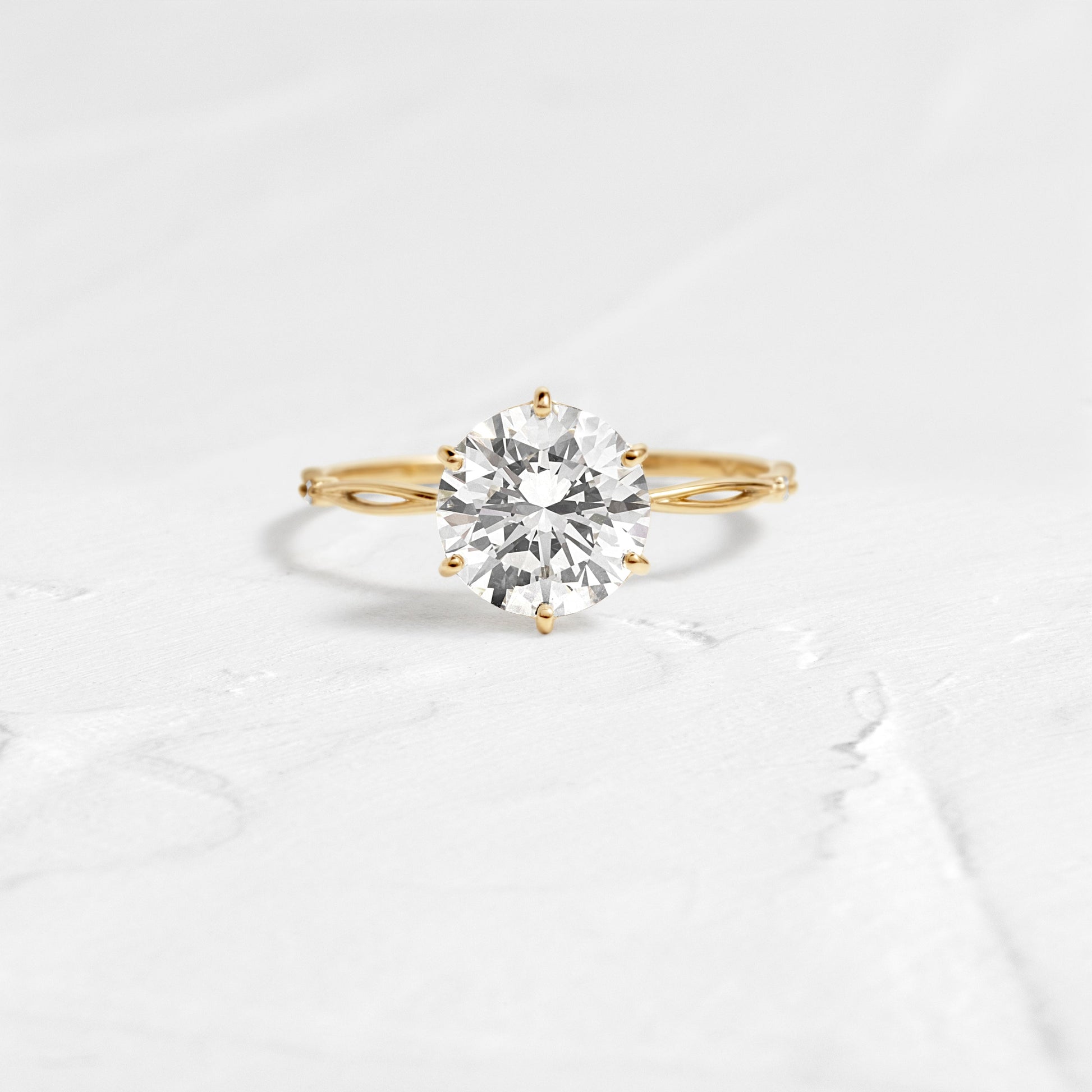 Criss Cross Dainty Pave-Round Lab Grown Diamond Engagement Ring - Front view