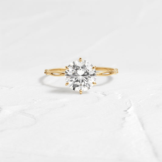 Criss Cross Dainty Pave-Round Lab Grown Diamond Engagement Ring - Front view