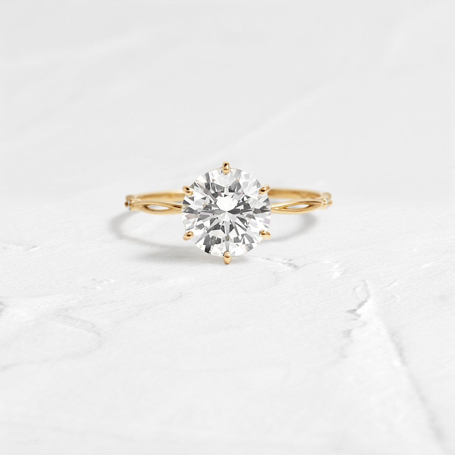 Criss Cross Dainty Pave-Round Lab Grown Diamond Engagement Ring - Front view