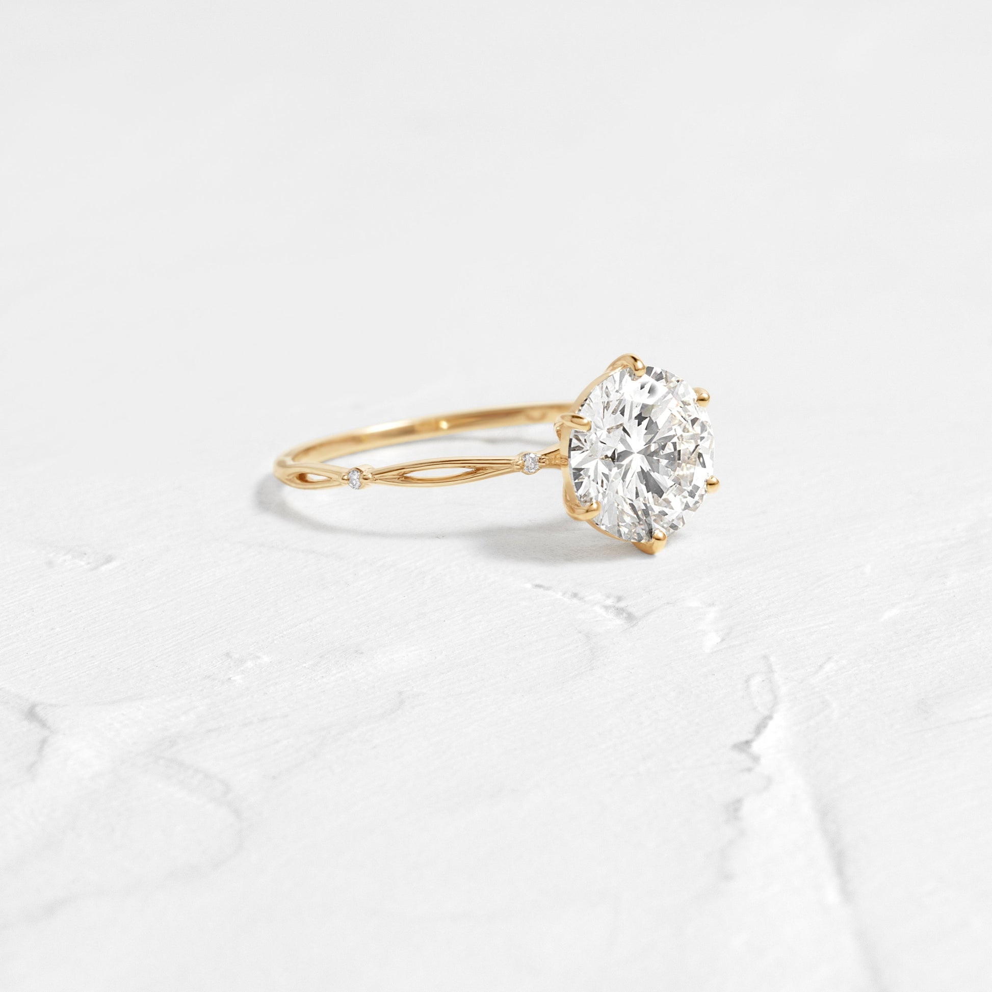 Criss Cross Dainty Pave-Round Lab Grown Diamond Engagement Ring - Front view