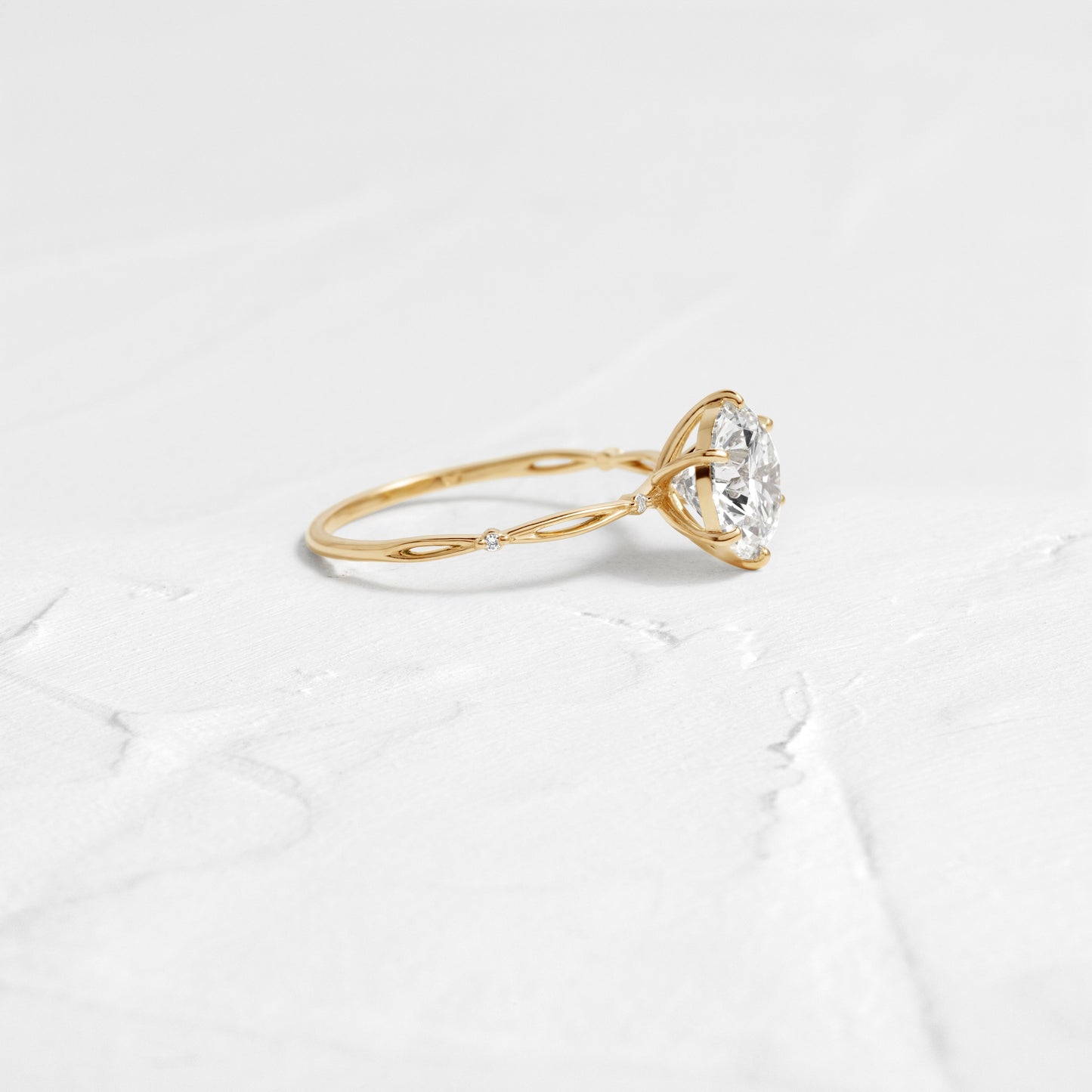 Criss Cross Dainty Pave-Round Lab Grown Diamond Engagement Ring - Side view