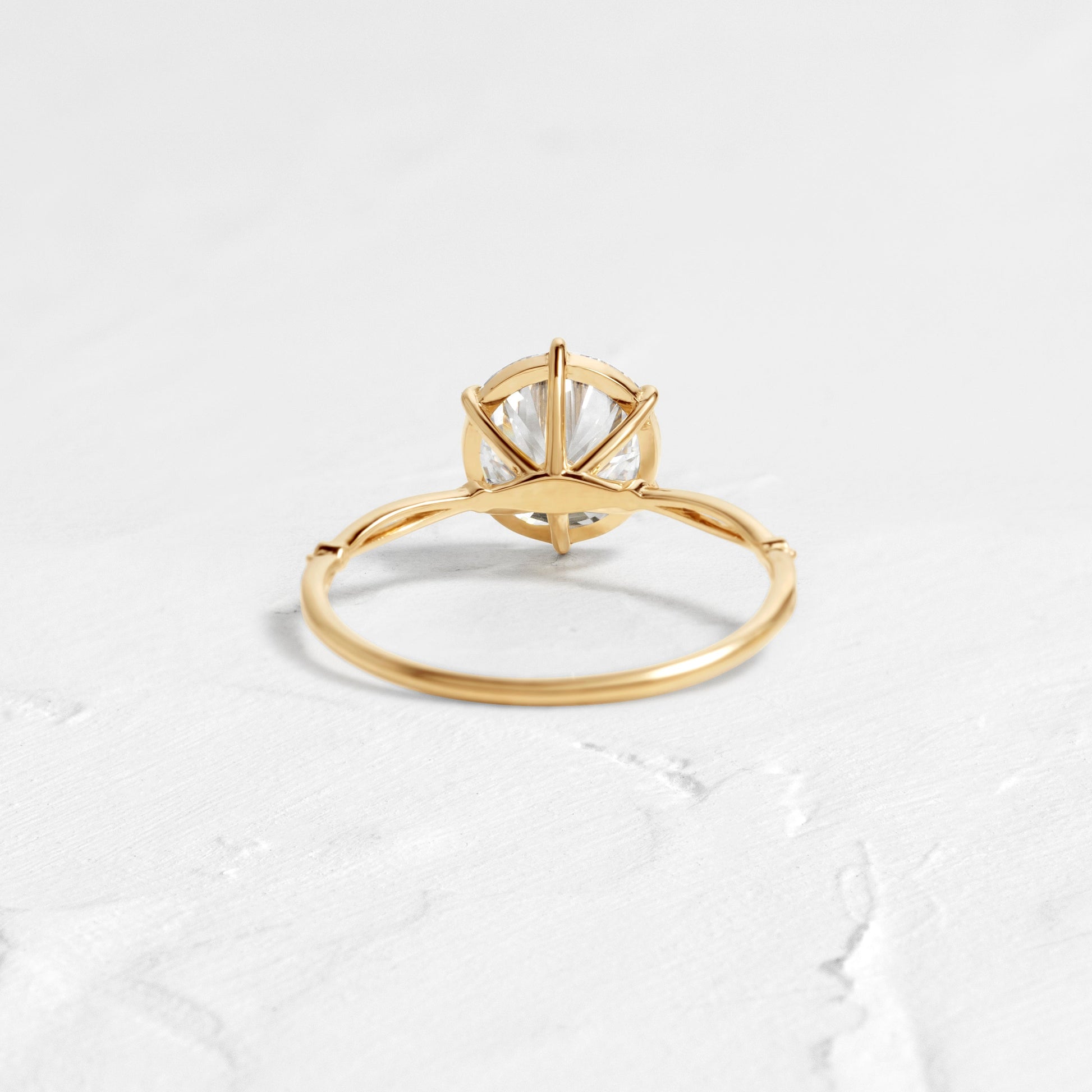 Criss Cross Dainty Pave-Round Lab Grown Diamond Engagement Ring - Back view