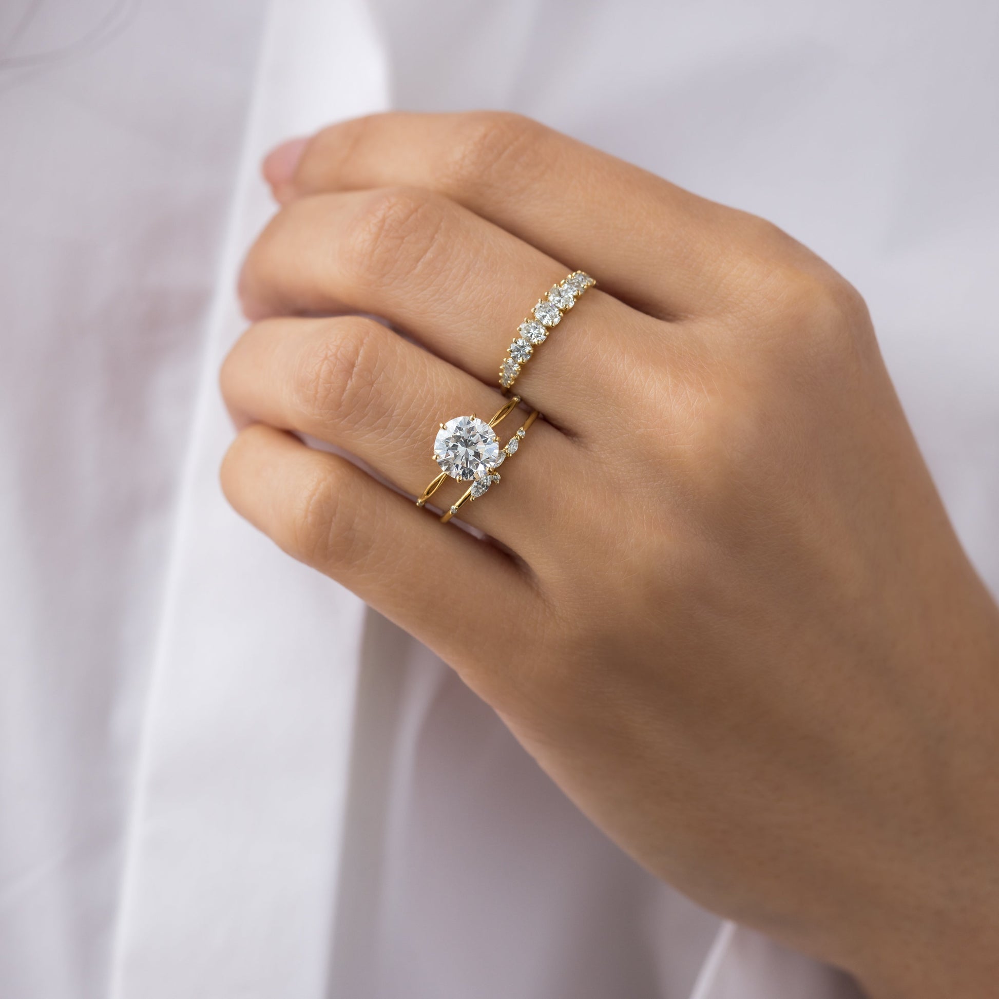 Criss Cross Dainty Pave-Round Lab Grown Diamond Engagement Ring - Lifestyle