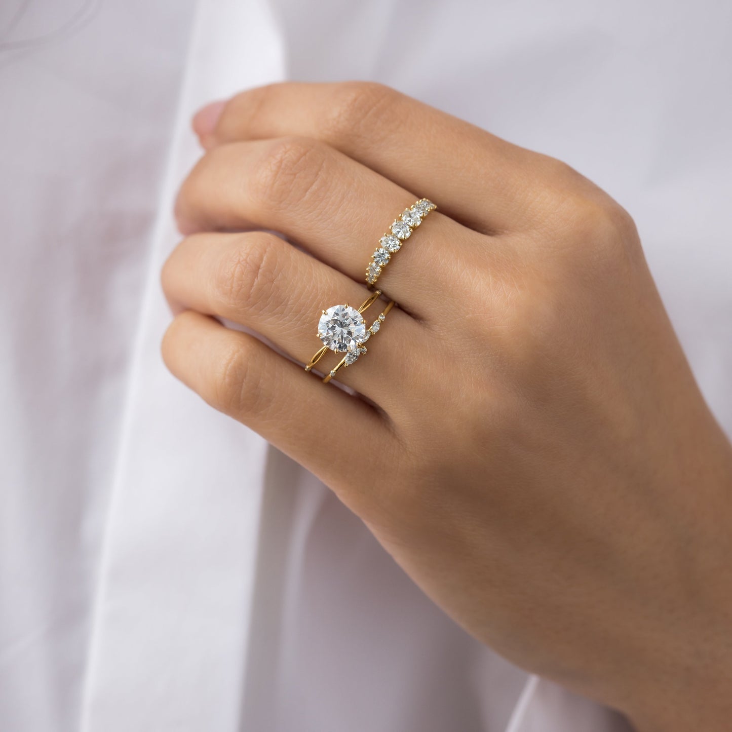 Criss Cross Dainty Pave-Round Lab Grown Diamond Engagement Ring - Lifestyle