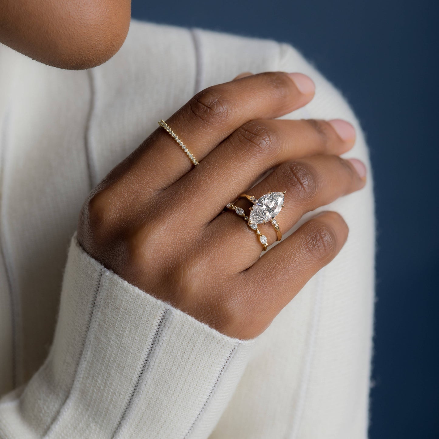 Criss Cross-Marquise Lab Grown Diamond Engagement Ring - Detail view