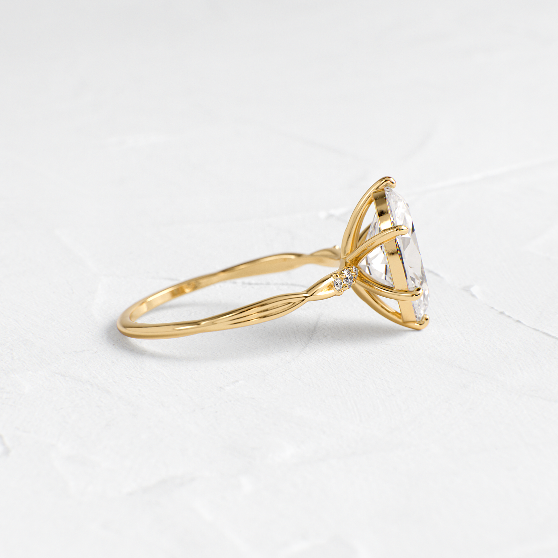 Criss Cross-Oval Lab Grown Diamond Engagement Ring - Side view