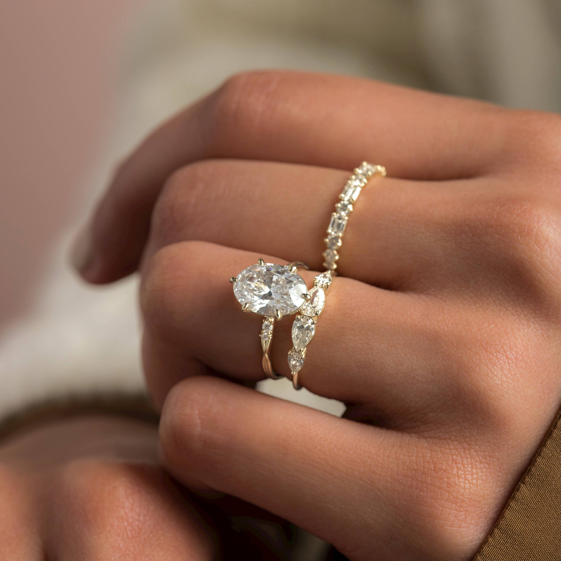 Criss Cross-Oval Lab Grown Diamond Engagement Ring - Detail view