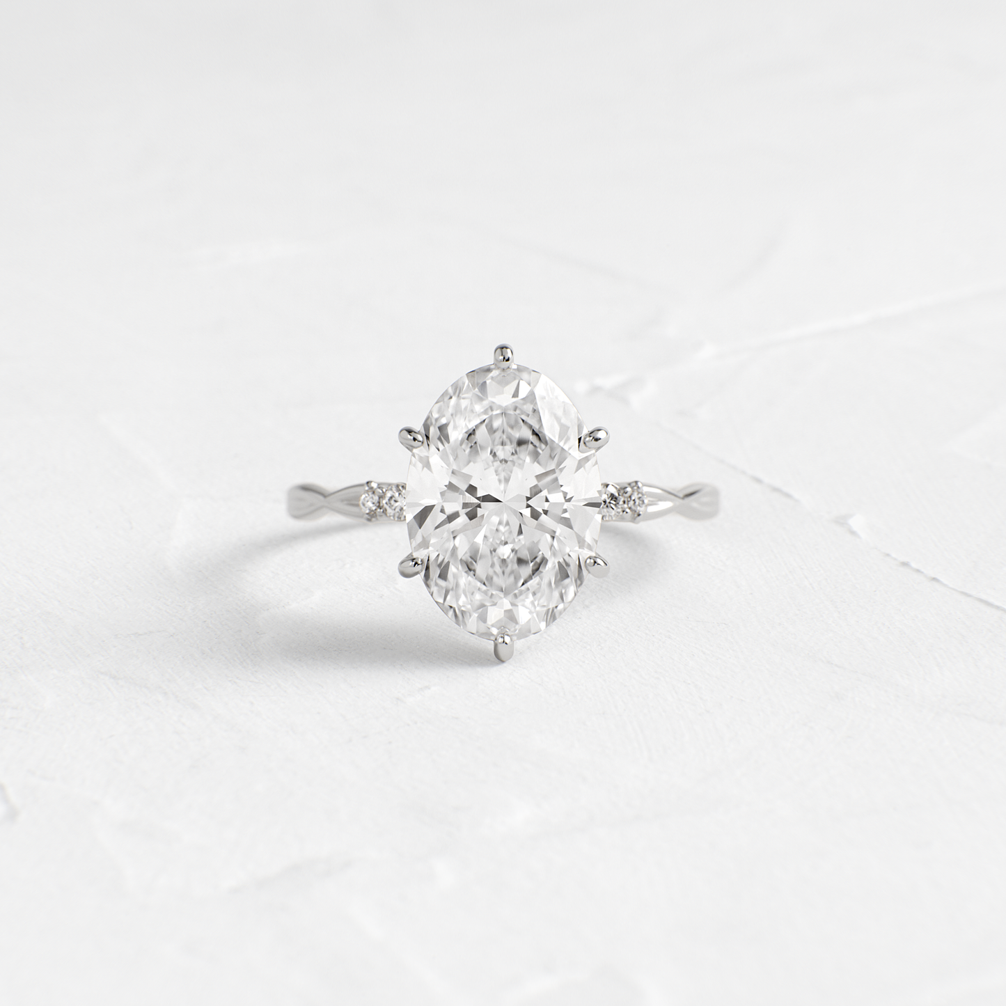 Criss Cross-Oval Lab Grown Diamond Engagement Ring - On model