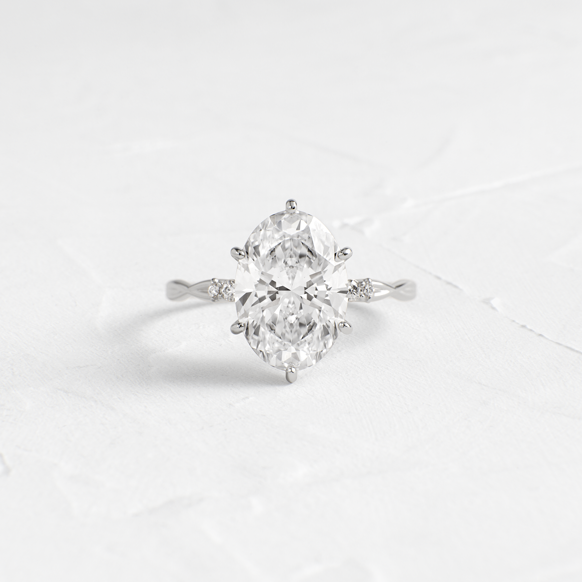 Criss Cross-Oval Lab Grown Diamond Engagement Ring - On model