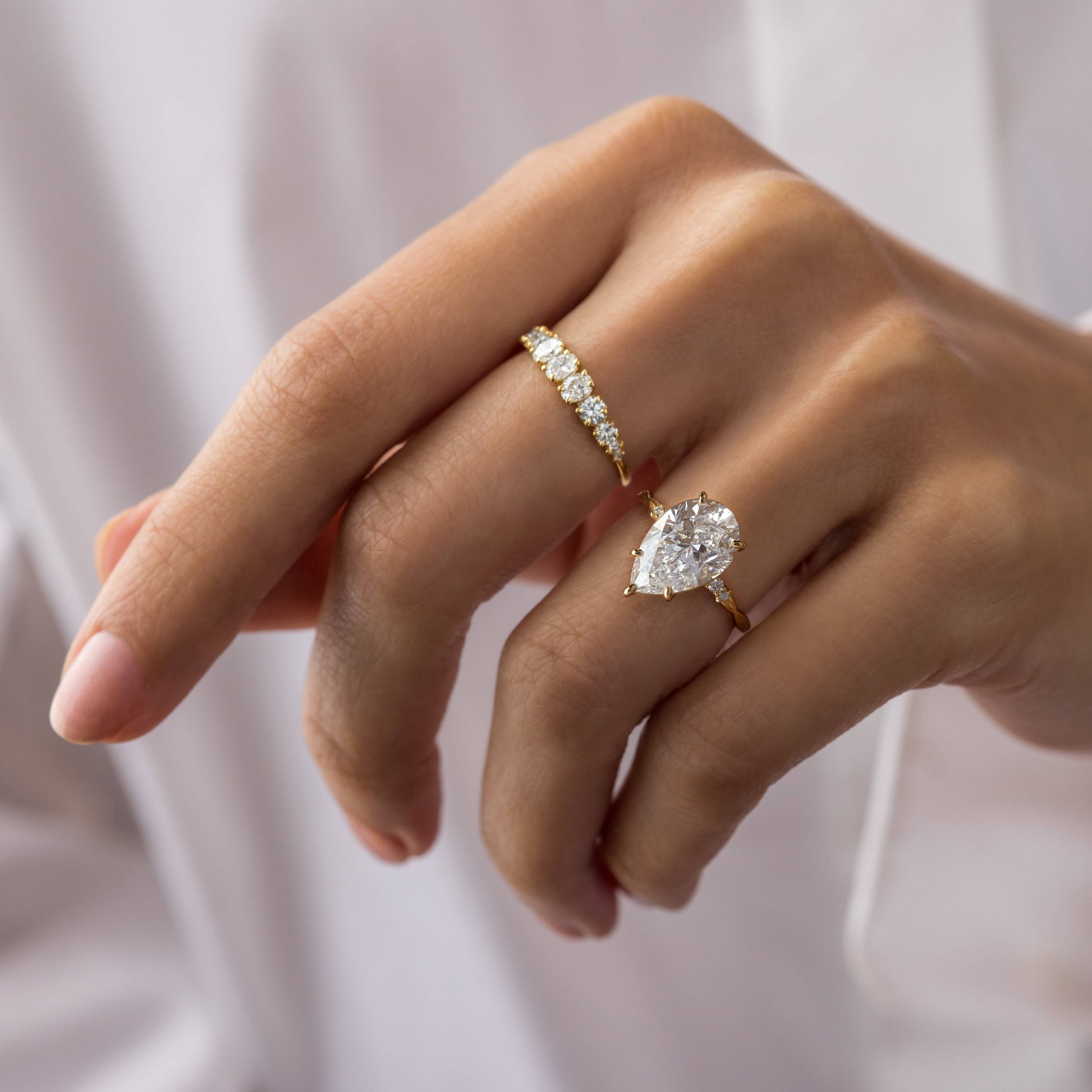 Criss Cross-Pear Lab Grown Diamond Engagement Ring - Detail view