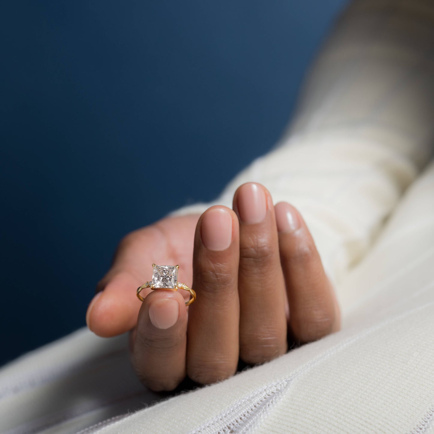 Criss Cross-Princess Lab Grown Diamond Engagement Ring - Detail view