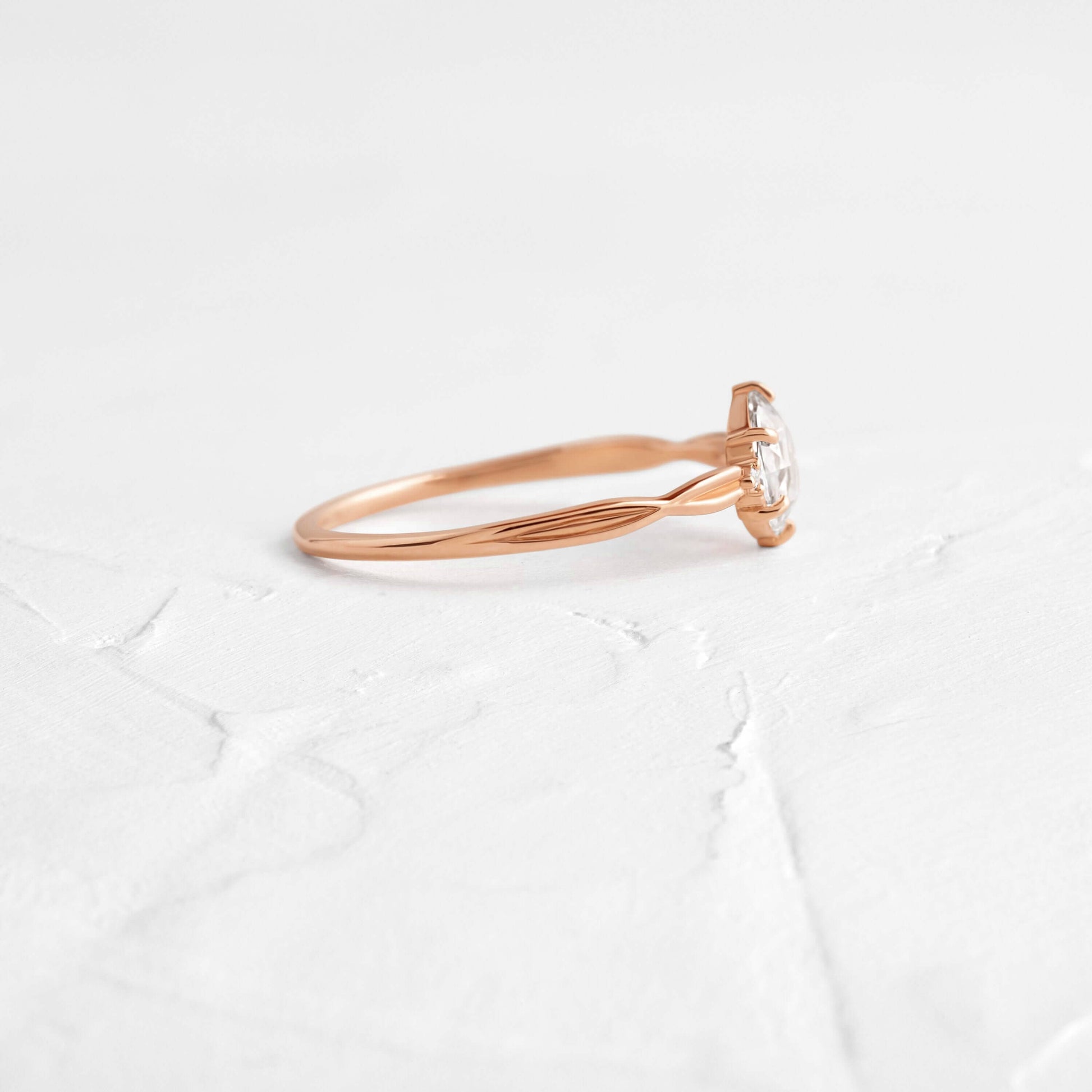 Criss Cross-Rose Cut Lab Grown Diamond Engagement Ring - Front view