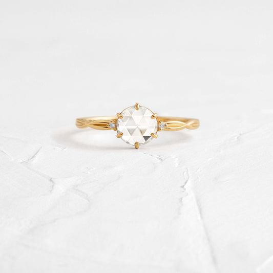 Criss Cross-Rose Cut Lab Grown Diamond Engagement Ring - Front view