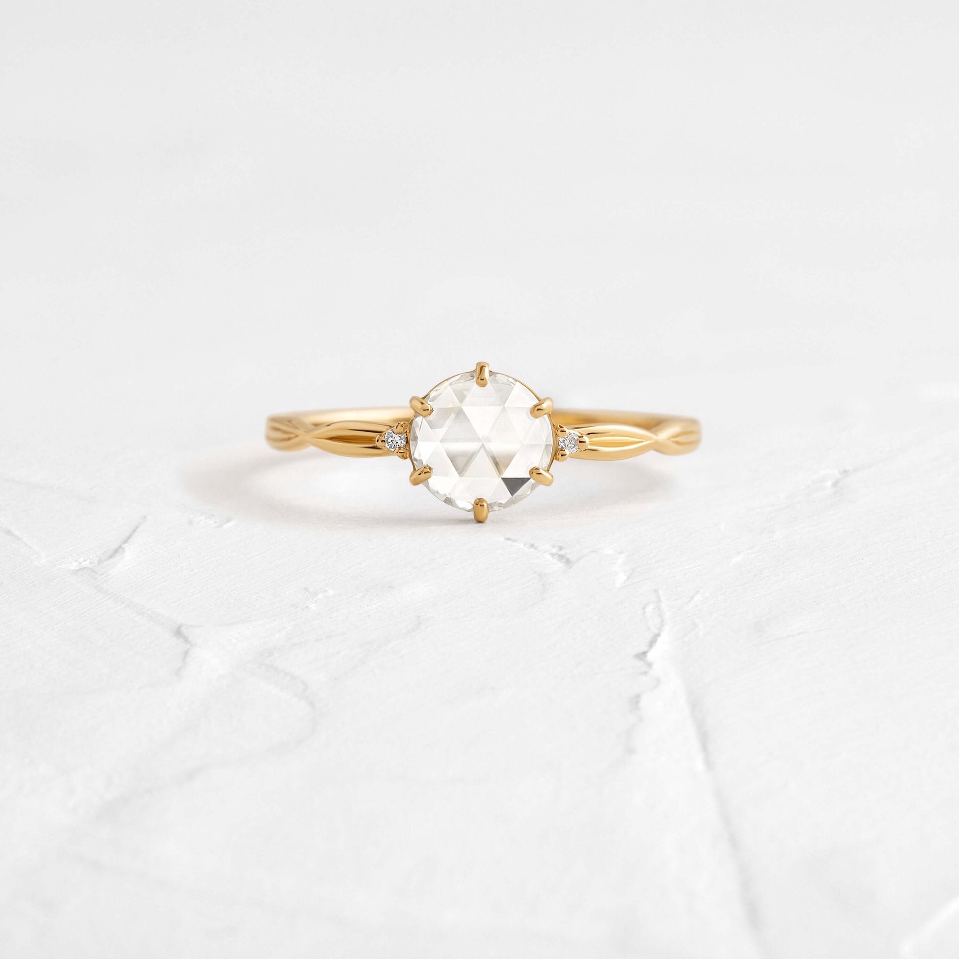 Criss Cross-Rose Cut Lab Grown Diamond Engagement Ring - Front view