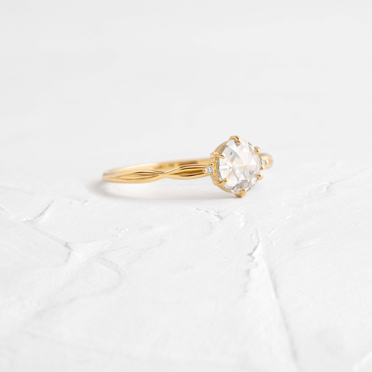 Criss Cross-Rose Cut Lab Grown Diamond Engagement Ring - Front view