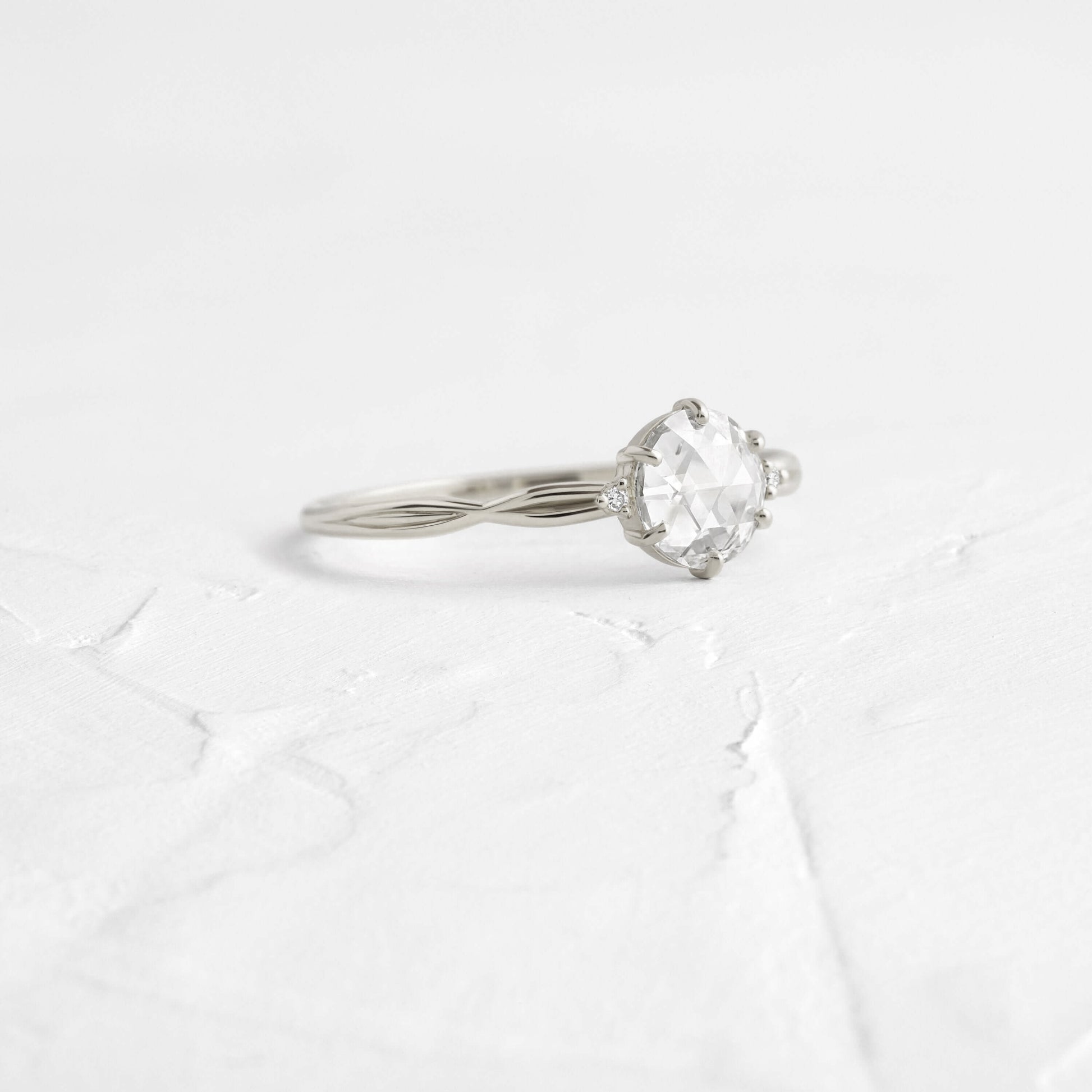Criss Cross-Rose Cut Lab Grown Diamond Engagement Ring - Front view