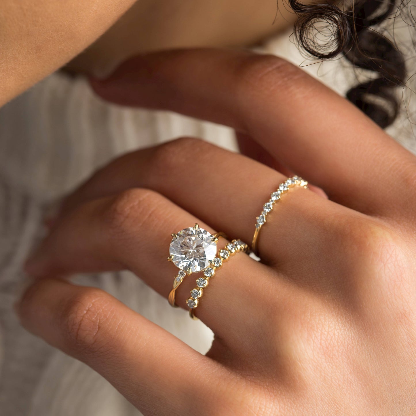 Criss Cross-Round Lab Grown Diamond Engagement Ring - Detail view