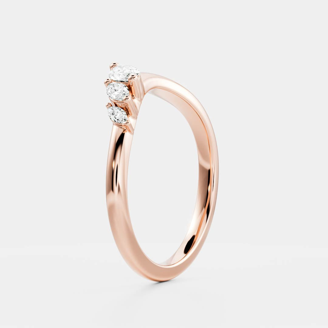 Curved- 0.25 CT Marquise Lab Grown Diamond Wedding BandCurved- 0.25 CT Marquise Lab Grown Diamond Wedding Band - Back view