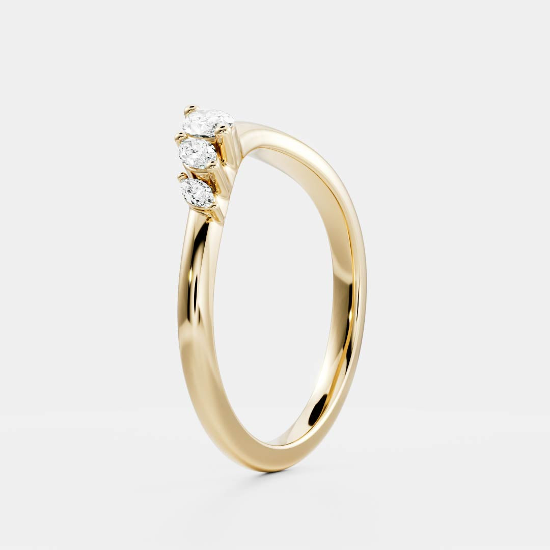 Curved- 0.25 CT Marquise Lab Grown Diamond Wedding BandCurved- 0.25 CT Marquise Lab Grown Diamond Wedding Band - Front view