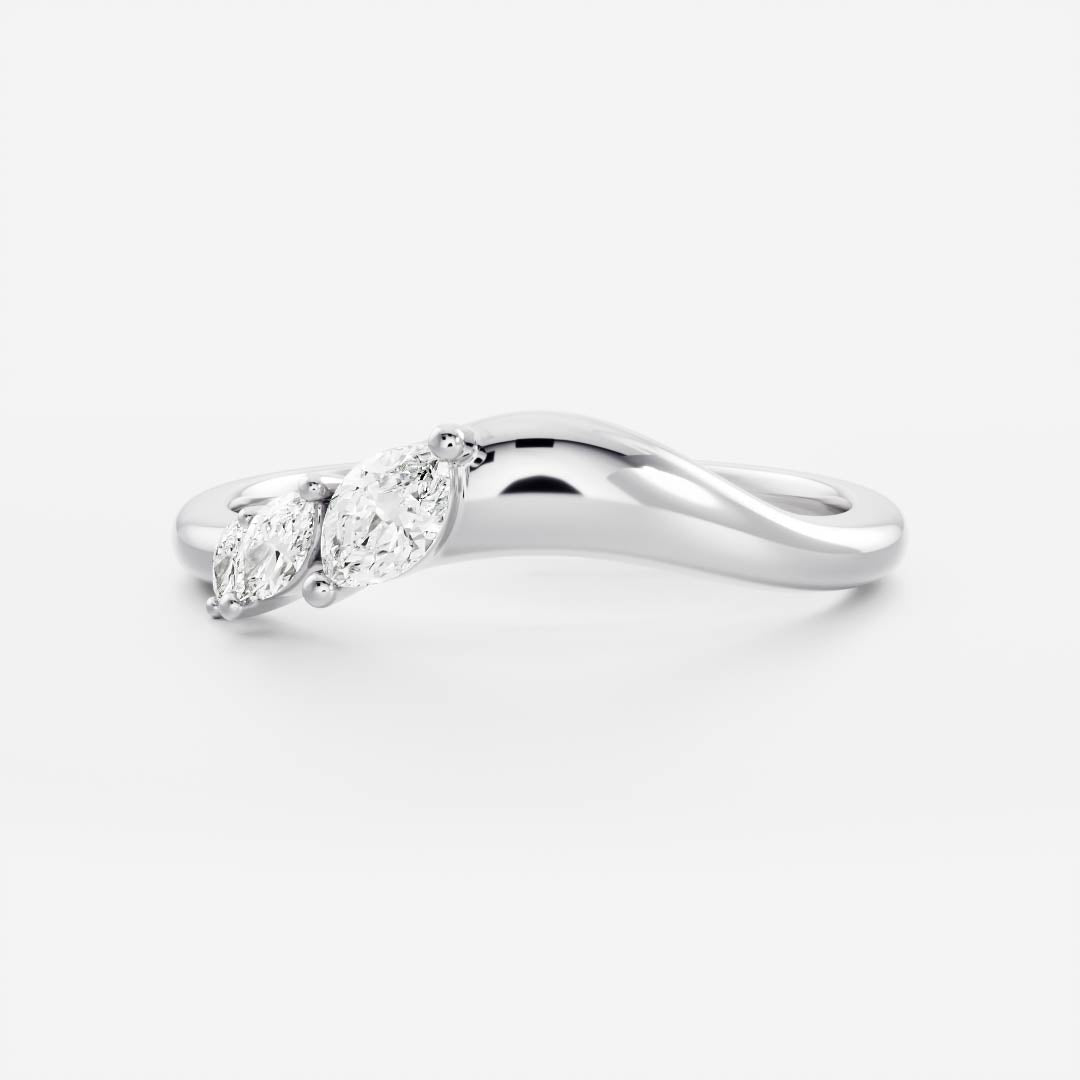 Curved- 0.25 CT Marquise Lab Grown Diamond Wedding BandCurved- 0.25 CT Marquise Lab Grown Diamond Wedding Band - Detail view
