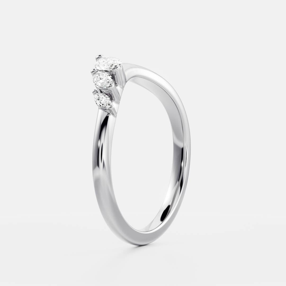 Curved- 0.25 CT Marquise Lab Grown Diamond Wedding BandCurved- 0.25 CT Marquise Lab Grown Diamond Wedding Band - On model