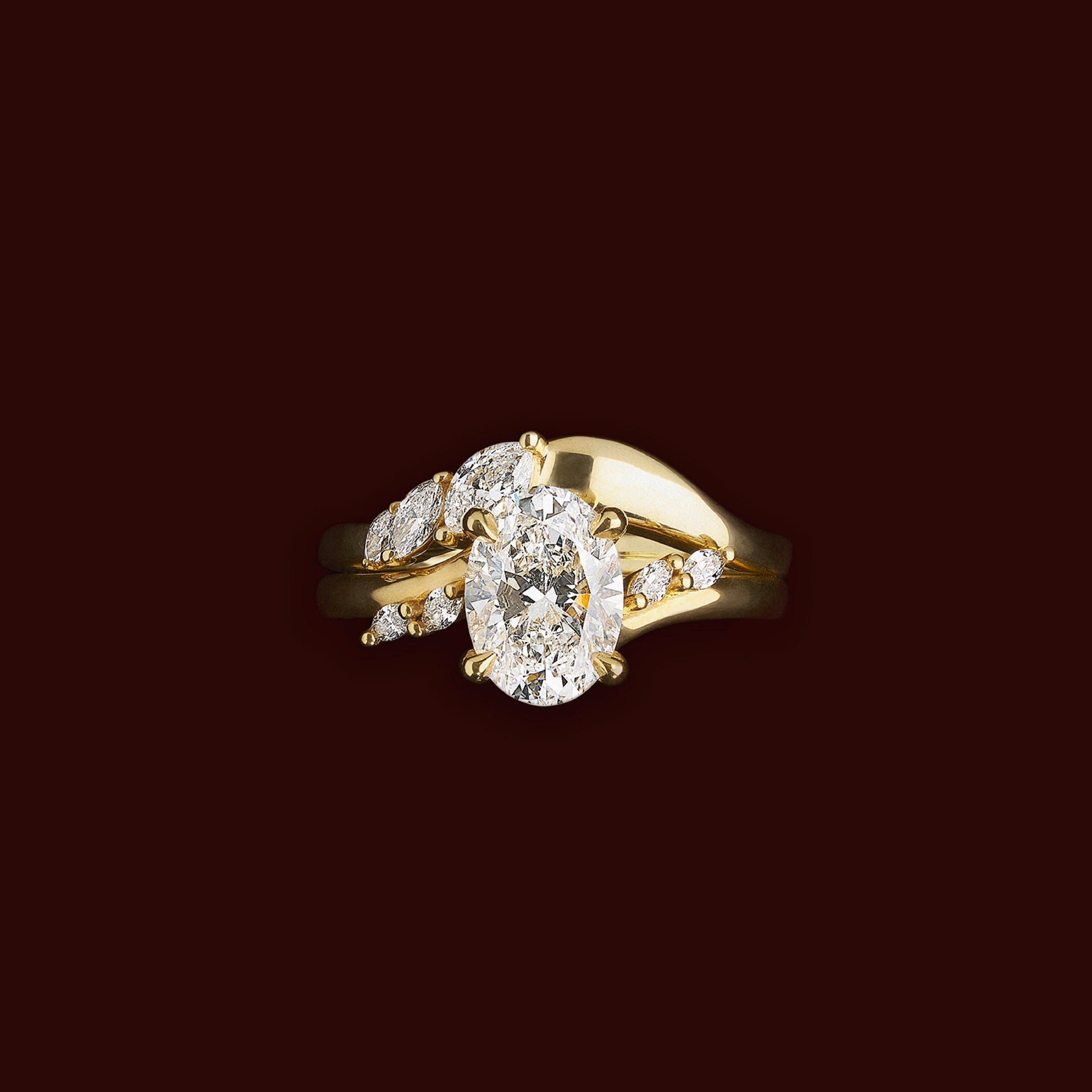 Curved- 0.25 CT Marquise Lab Grown Diamond Wedding BandCurved- 0.25 CT Marquise Lab Grown Diamond Wedding Band - Lifestyle