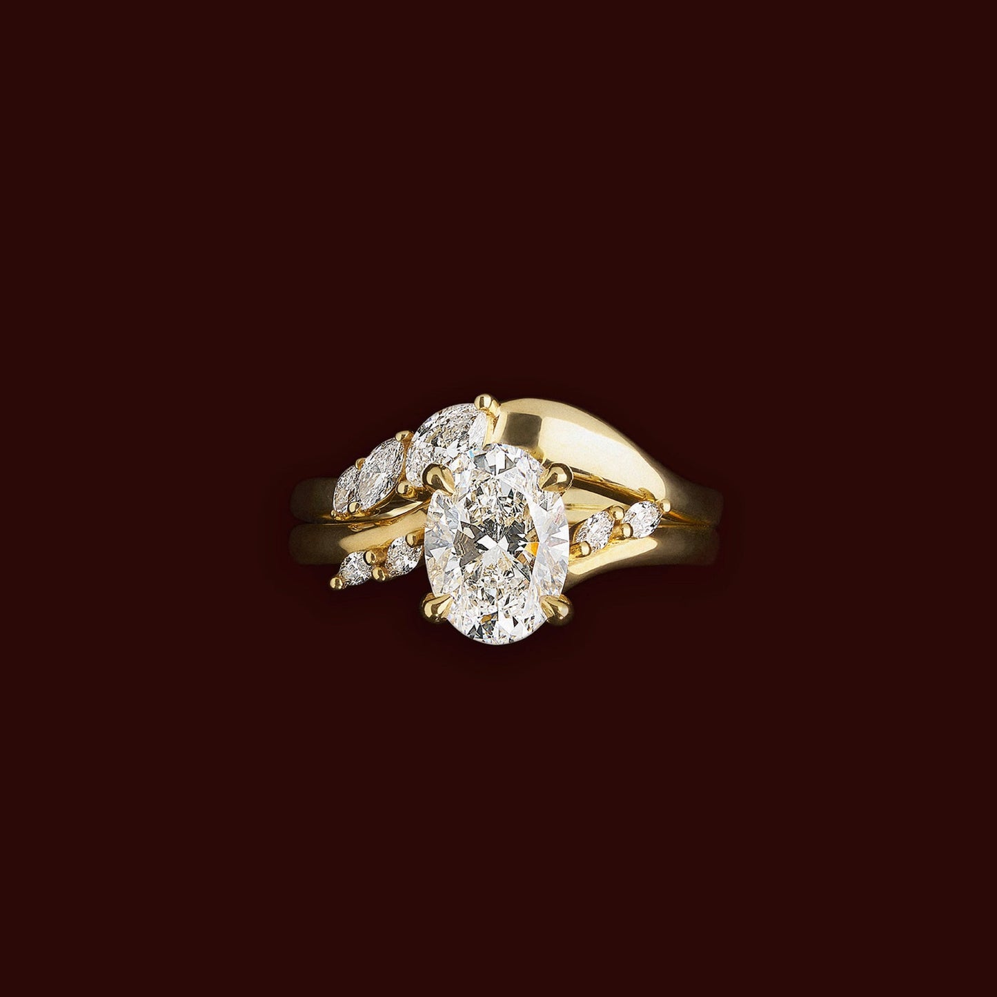 Curved- 0.25 CT Marquise Lab Grown Diamond Wedding BandCurved- 0.25 CT Marquise Lab Grown Diamond Wedding Band - Lifestyle