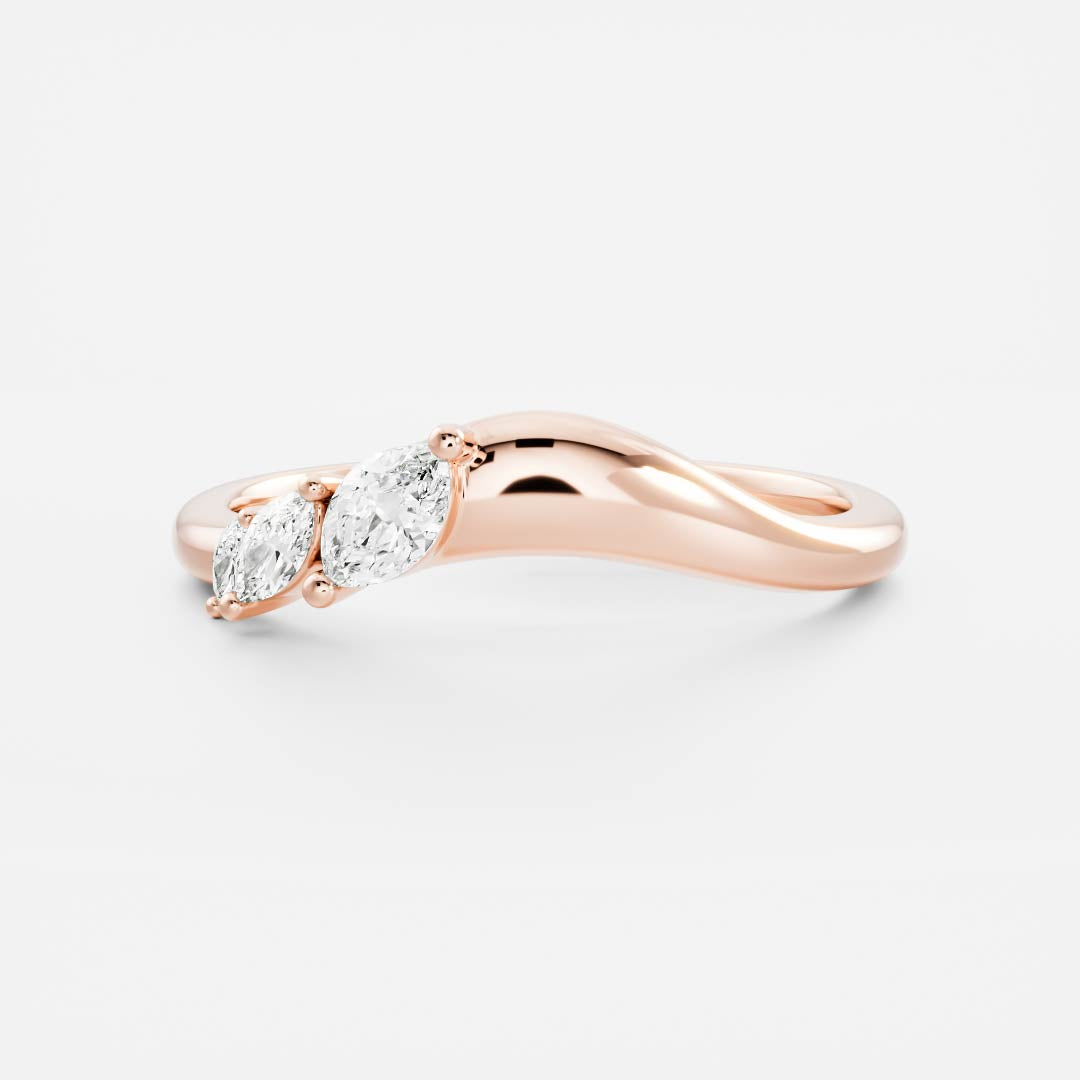 Curved- 0.25 CT Marquise Lab Grown Diamond Wedding BandCurved- 0.25 CT Marquise Lab Grown Diamond Wedding Band - Side view