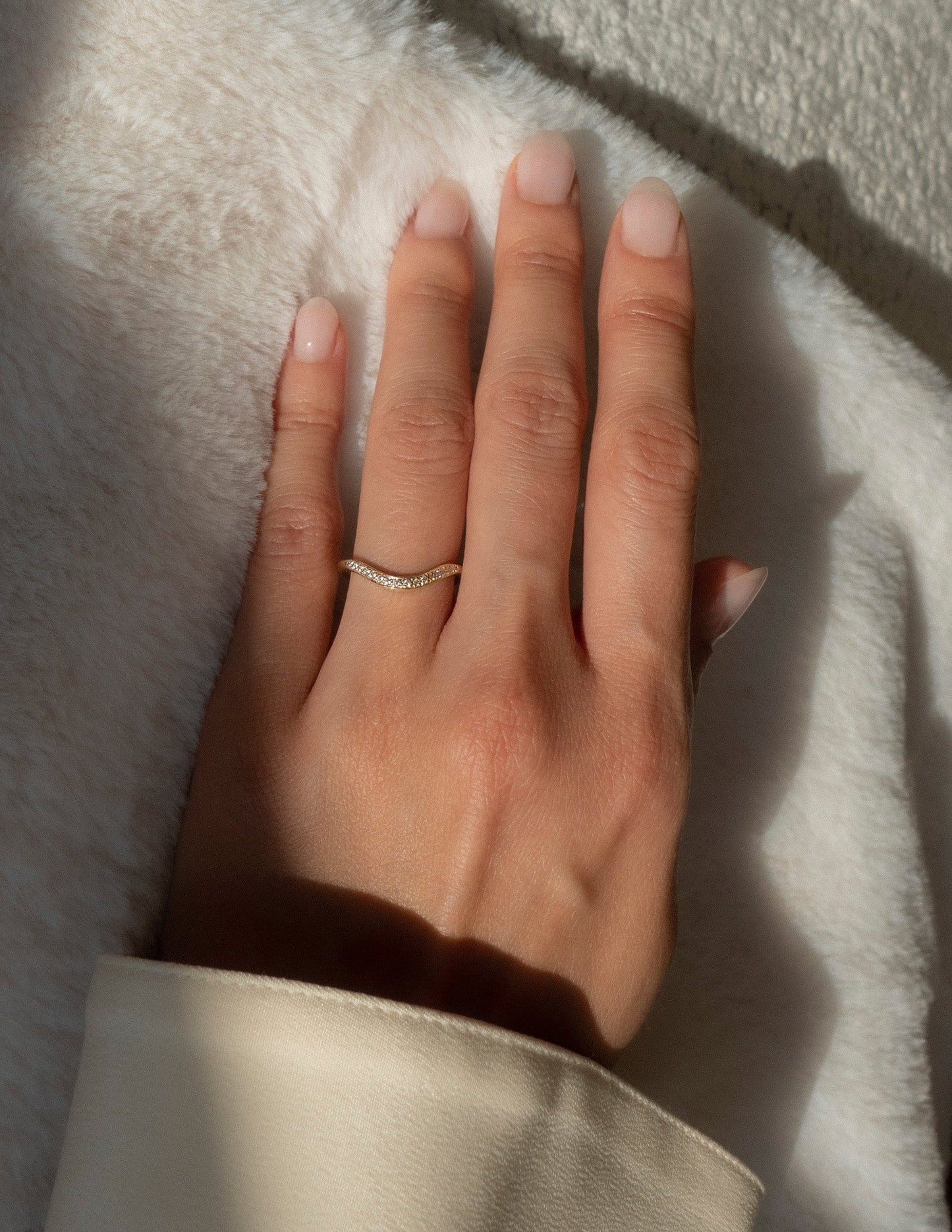 Curved Half Eternity- 0.30 CT Round Lab Grown Diamond Wedding BandCurved Half Eternity- 0.30 CT Round Lab Grown Diamond Wedding Band - Side view