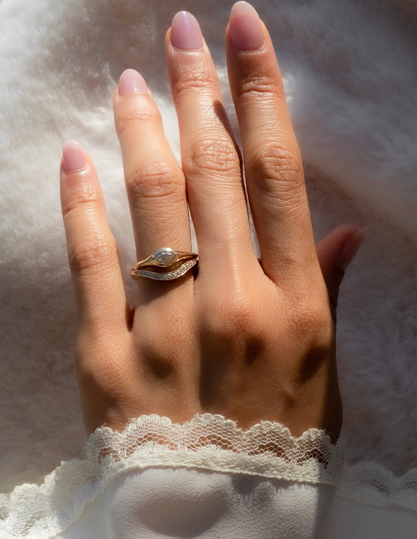 Curved Half Eternity- 0.30 CT Round Lab Grown Diamond Wedding BandCurved Half Eternity- 0.30 CT Round Lab Grown Diamond Wedding Band - Front view