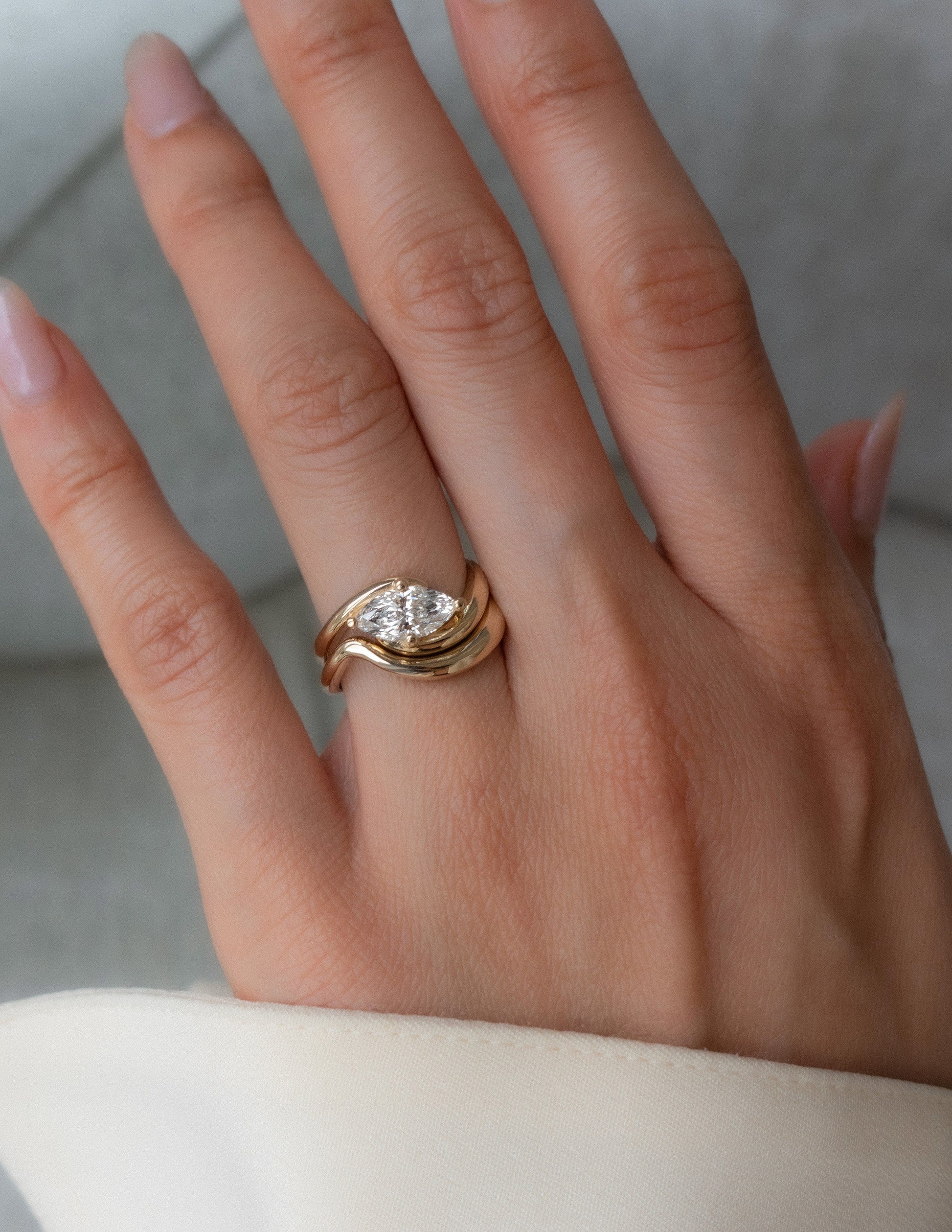 Curved Rapture- Wedding BandCurved Rapture- Wedding Band - On model