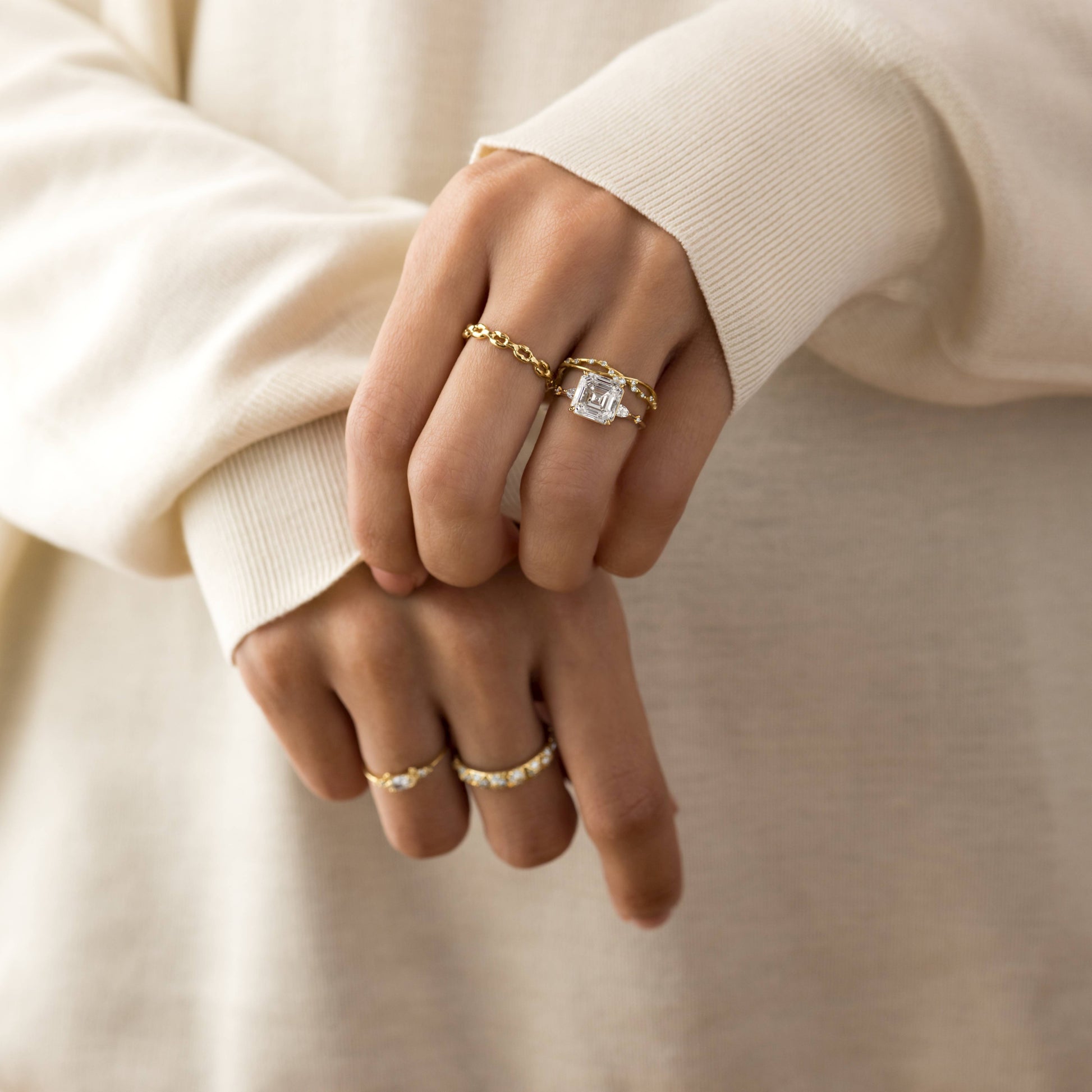 Dainty-Asscher Lab Grown Diamond Engagement Ring - Detail view